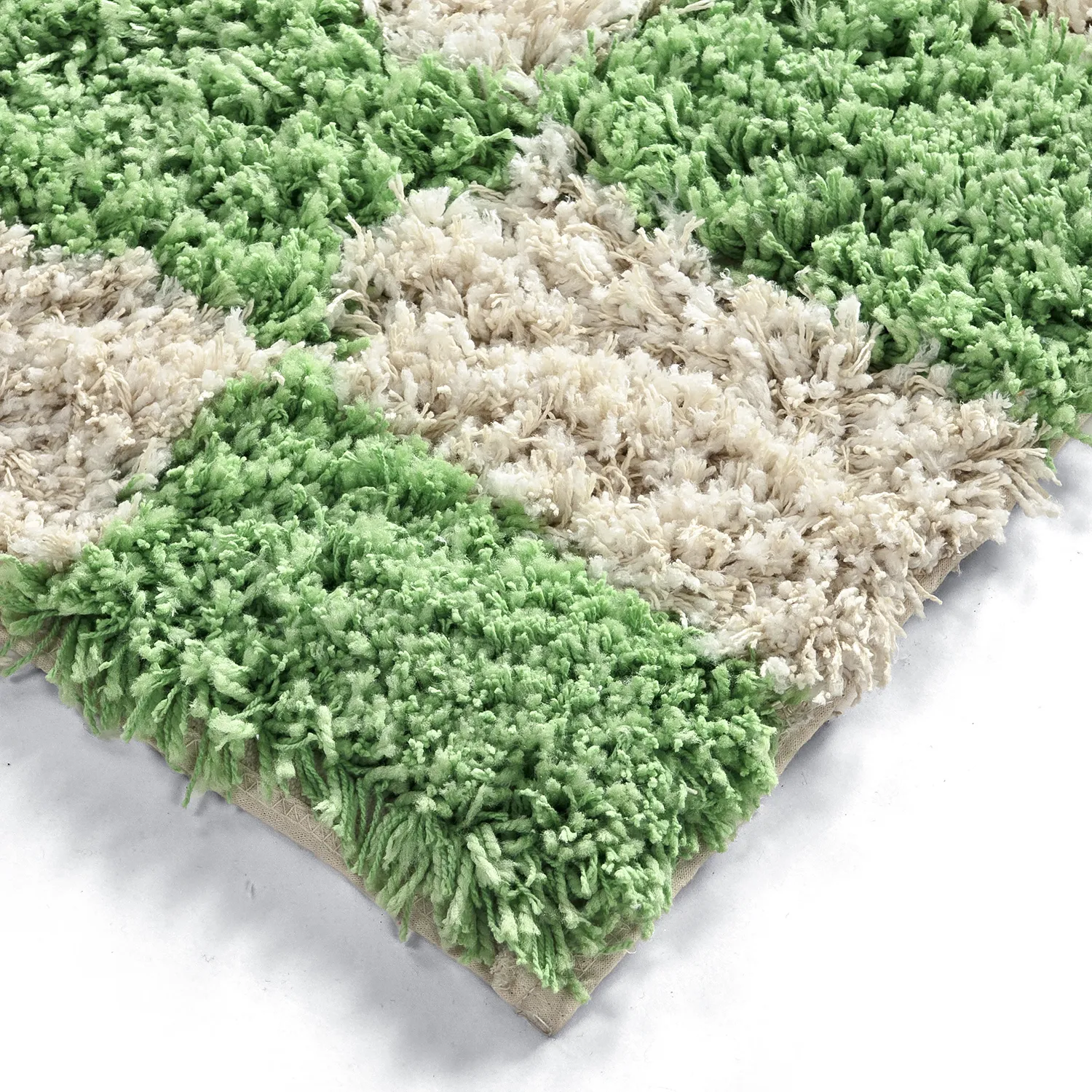 Hochflorteppiche - Atrani Natural Cotton Shaggy (grün)