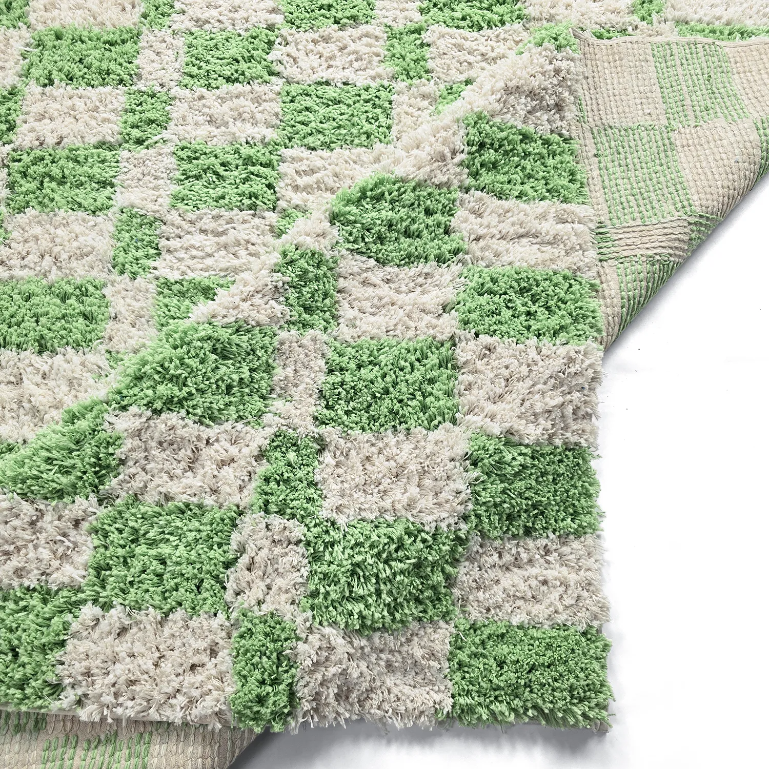 Hochflorteppiche - Atrani Natural Cotton Shaggy (grün)