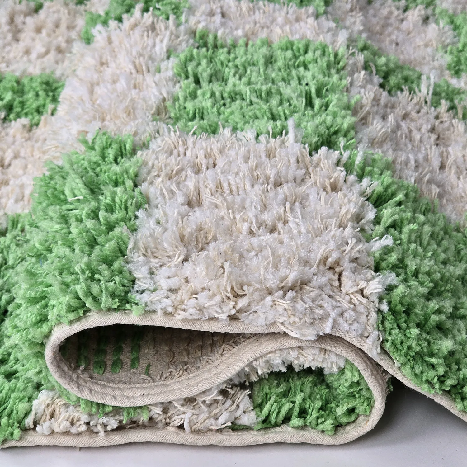 Hochflorteppiche - Atrani Natural Cotton Shaggy (grün)