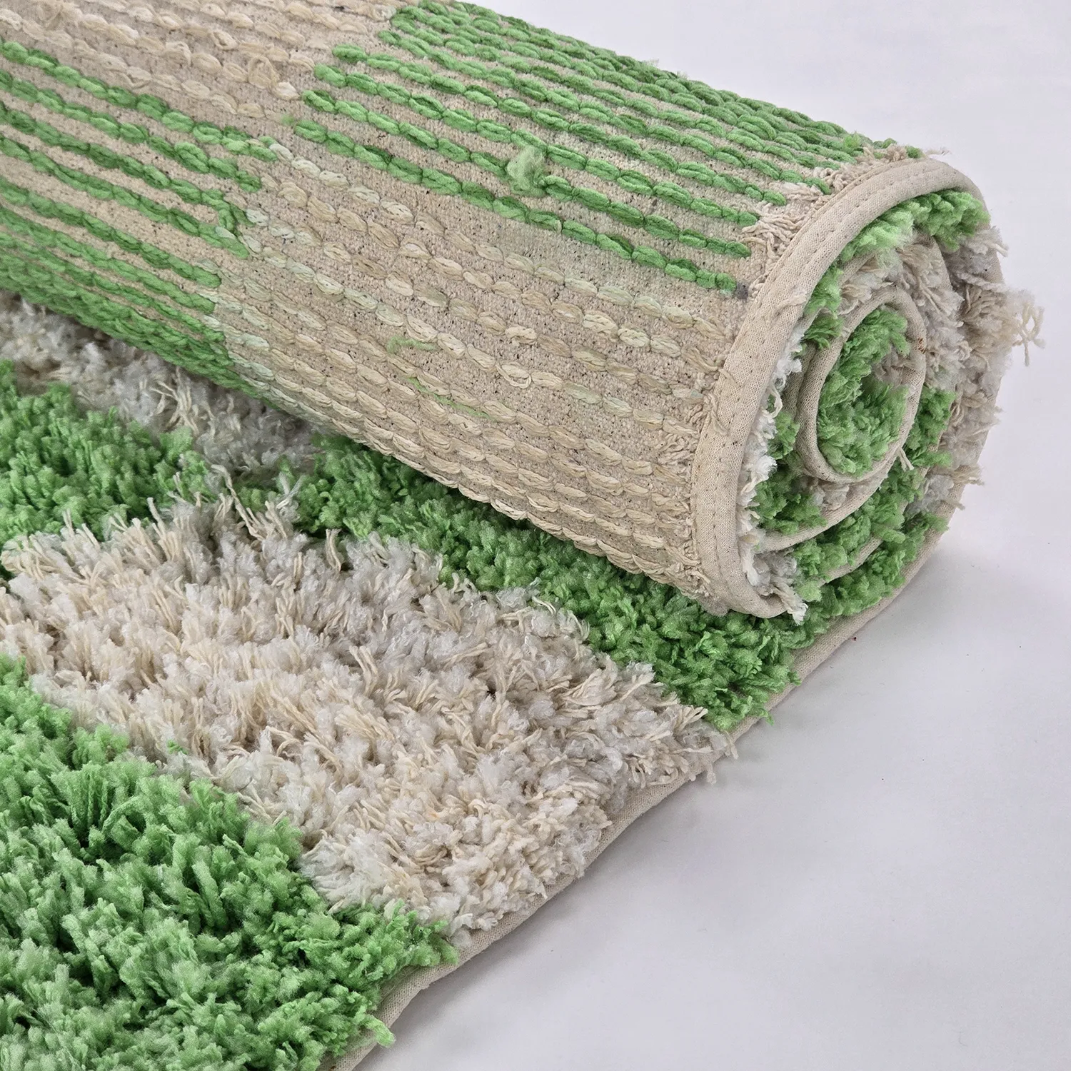 Hochflorteppiche - Atrani Natural Cotton Shaggy (grün)