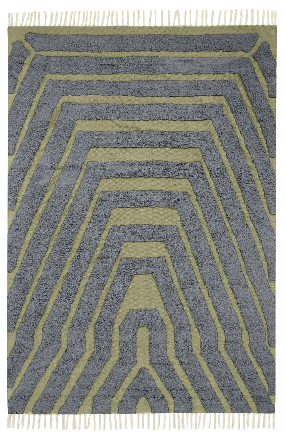 Hochflorteppiche - Callista Natural Cotton Shaggy (schwarz/grün)
