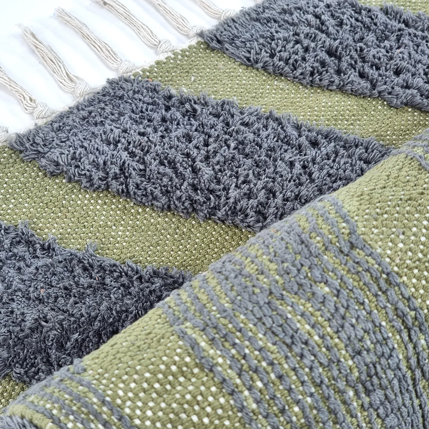 Hochflorteppiche - Callista Natural Cotton Shaggy (schwarz/grün)