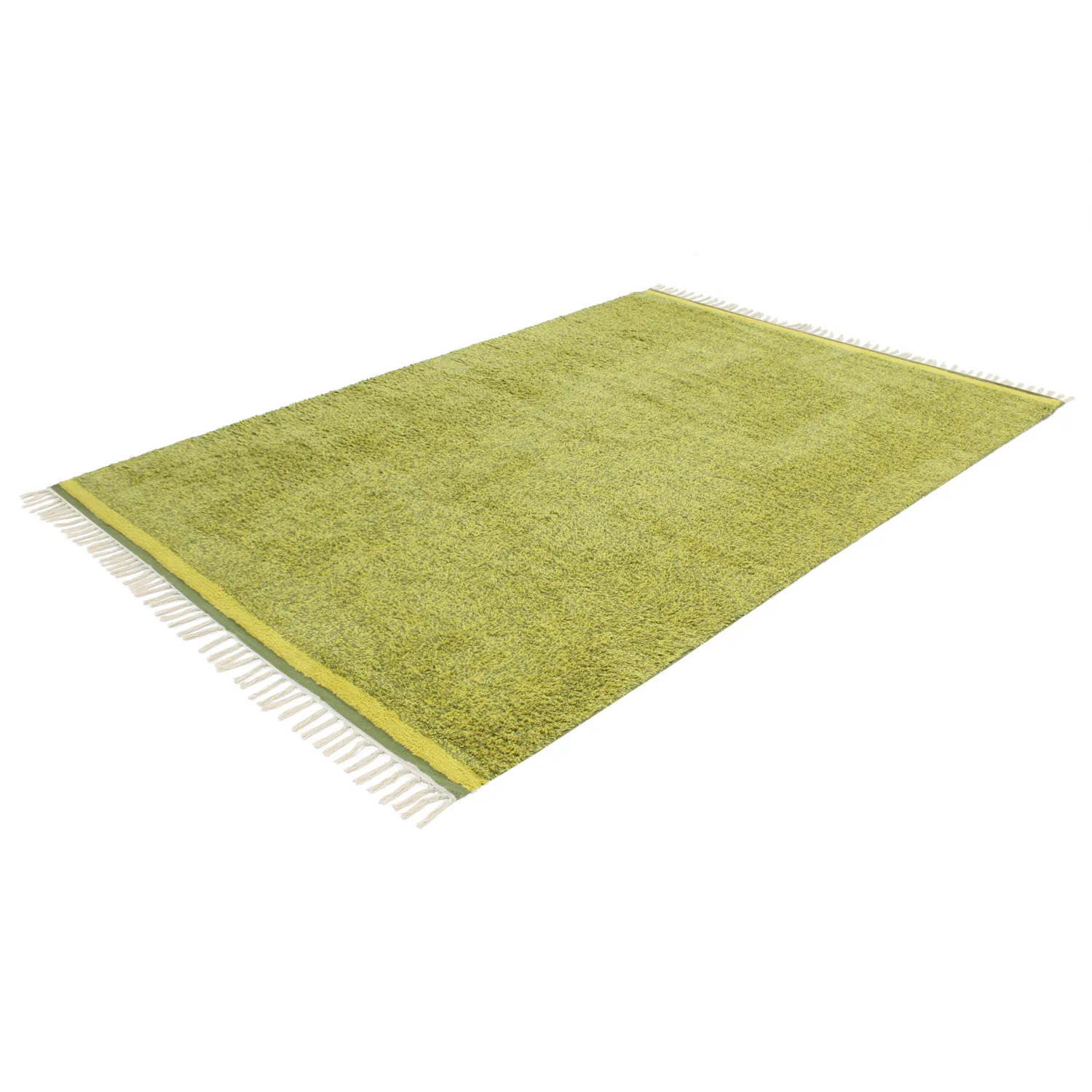 Hochflorteppiche - Celina Natural Cotton Shaggy (grün/gelb)