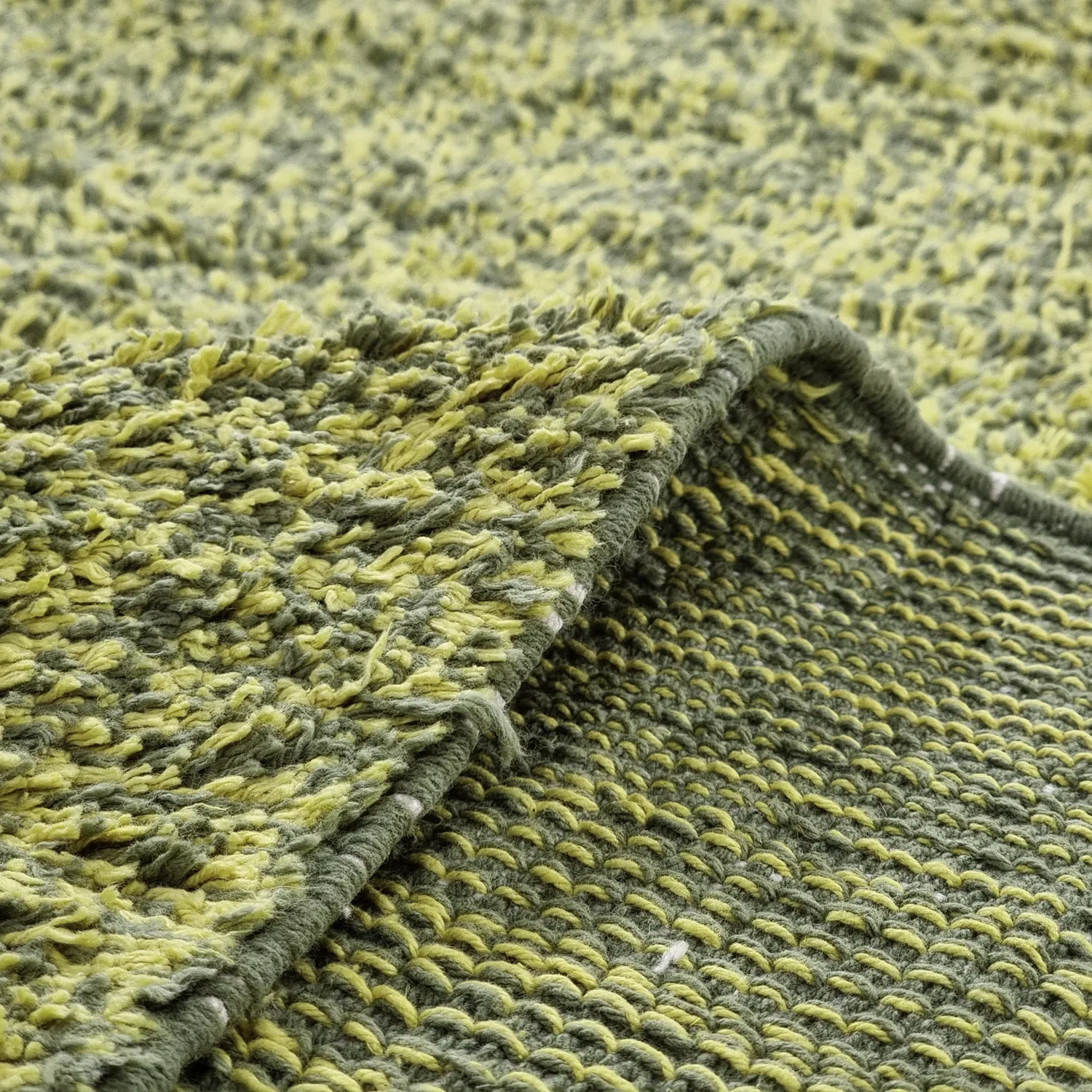 Hochflorteppiche - Celina Natural Cotton Shaggy (grün/gelb)