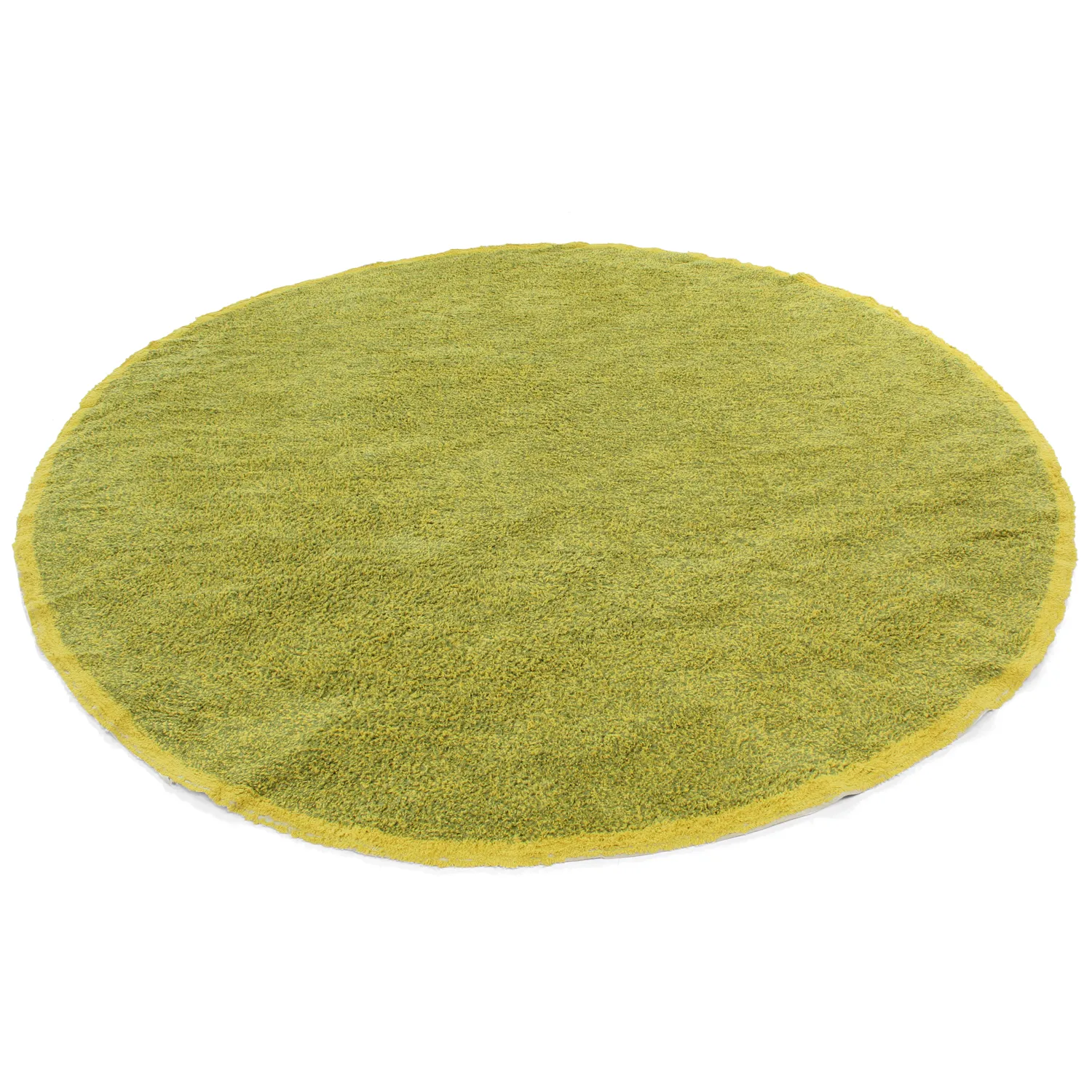 Rund Teppich - Celina Natural Cotton Shaggy (grün/gelb)