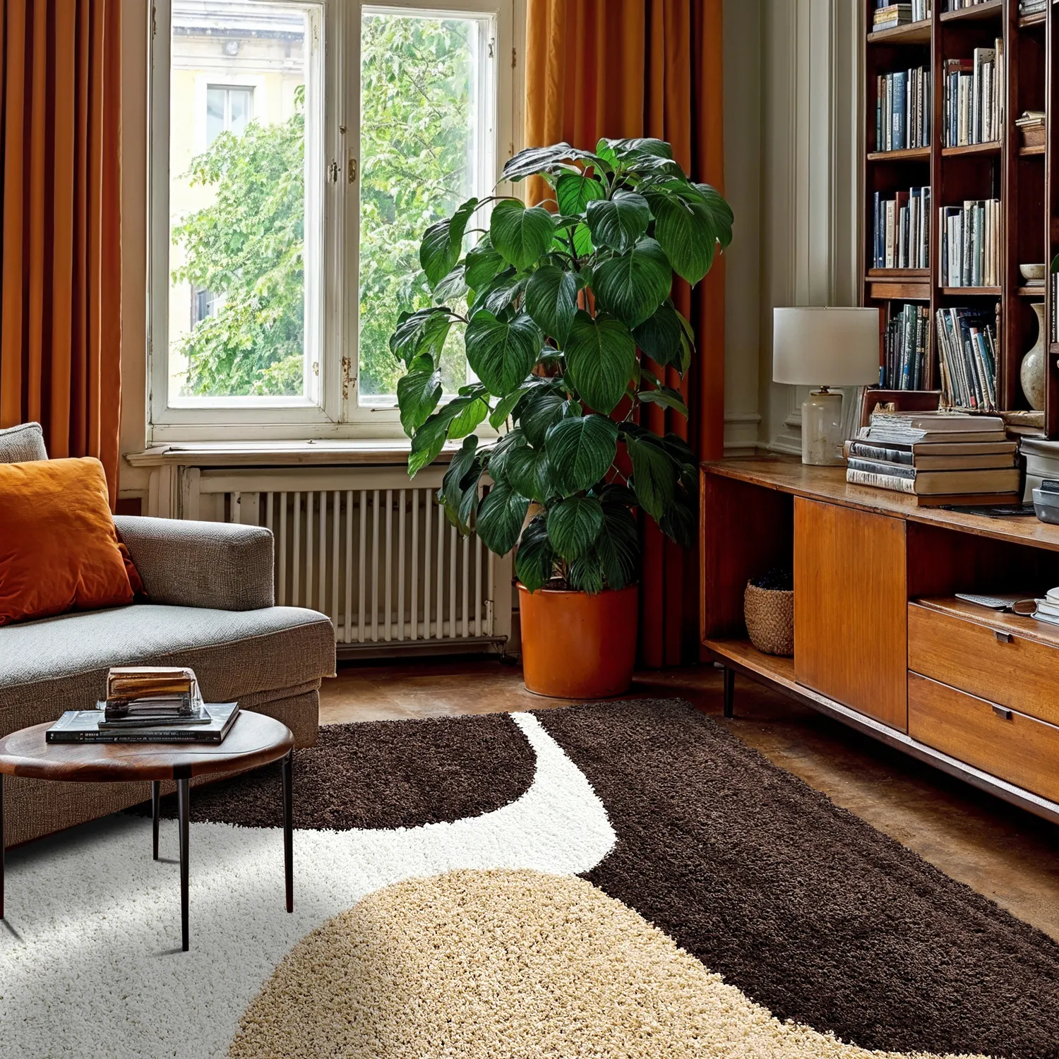 Hochflorteppiche - Chiniot (braun/beige/weiß)