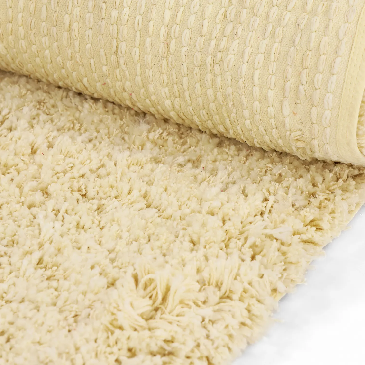Hochflorteppiche - Combarro Solid Cotton Shaggy (hellgelb)