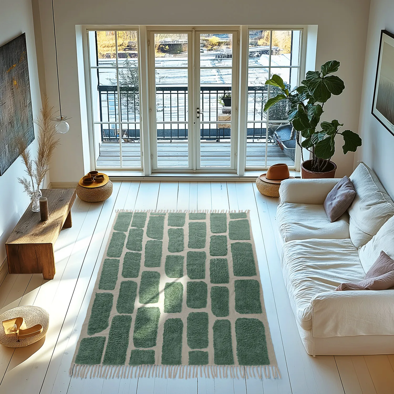 Hochflorteppiche - Cyrus Natural Cotton Shaggy (grün)