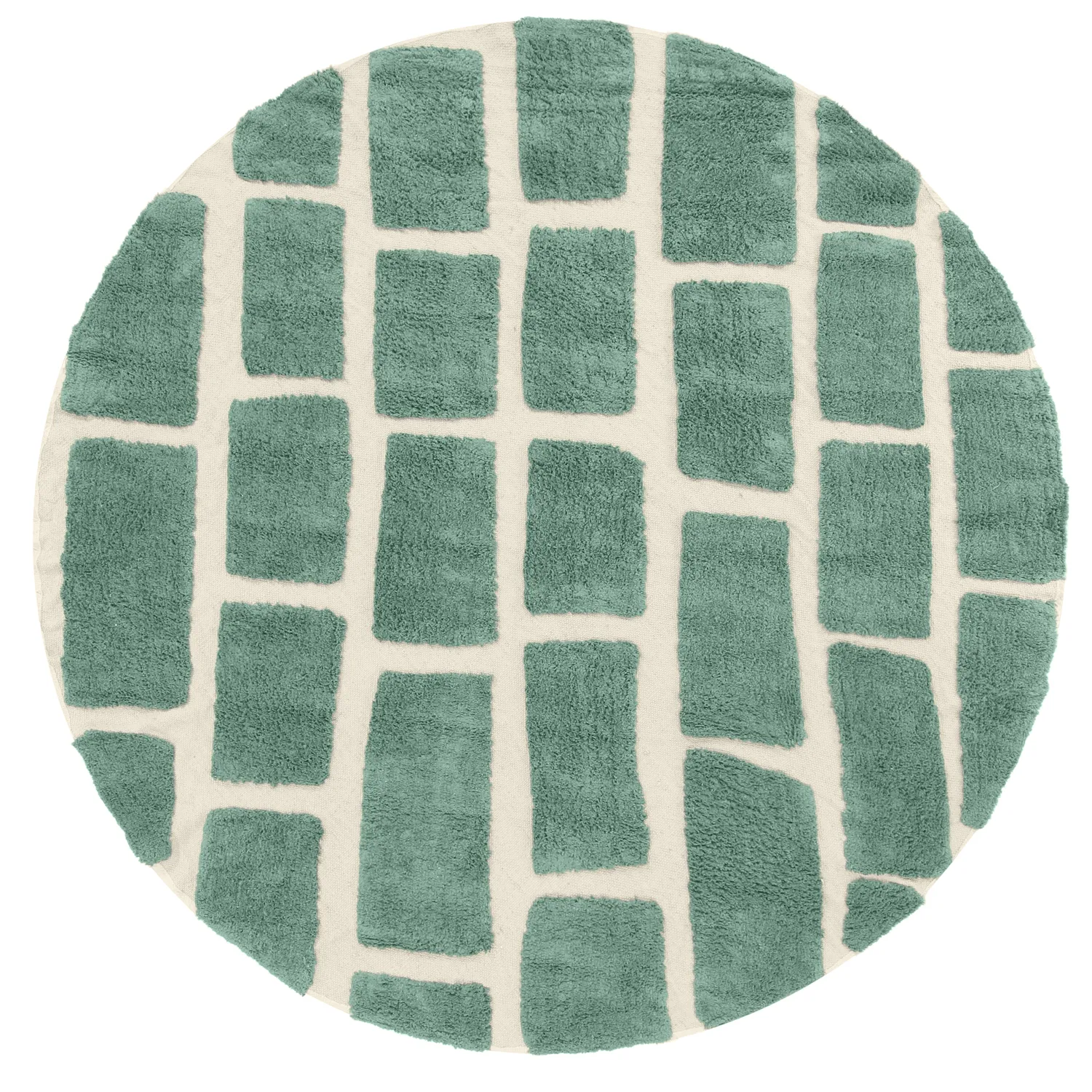 Rund Teppich - Cyrus Natural Cotton Shaggy (grün)