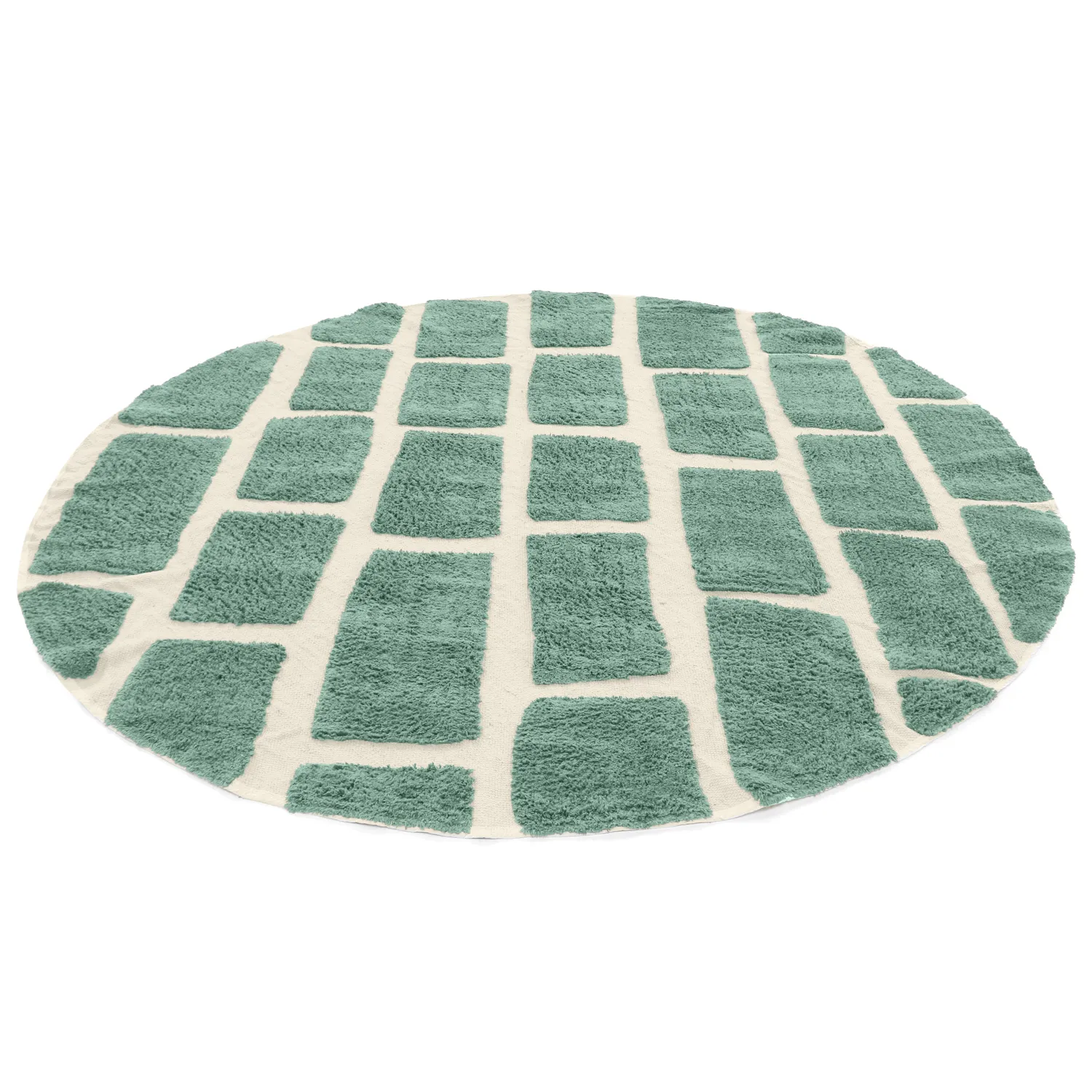 Rund Teppich - Cyrus Natural Cotton Shaggy (grün)