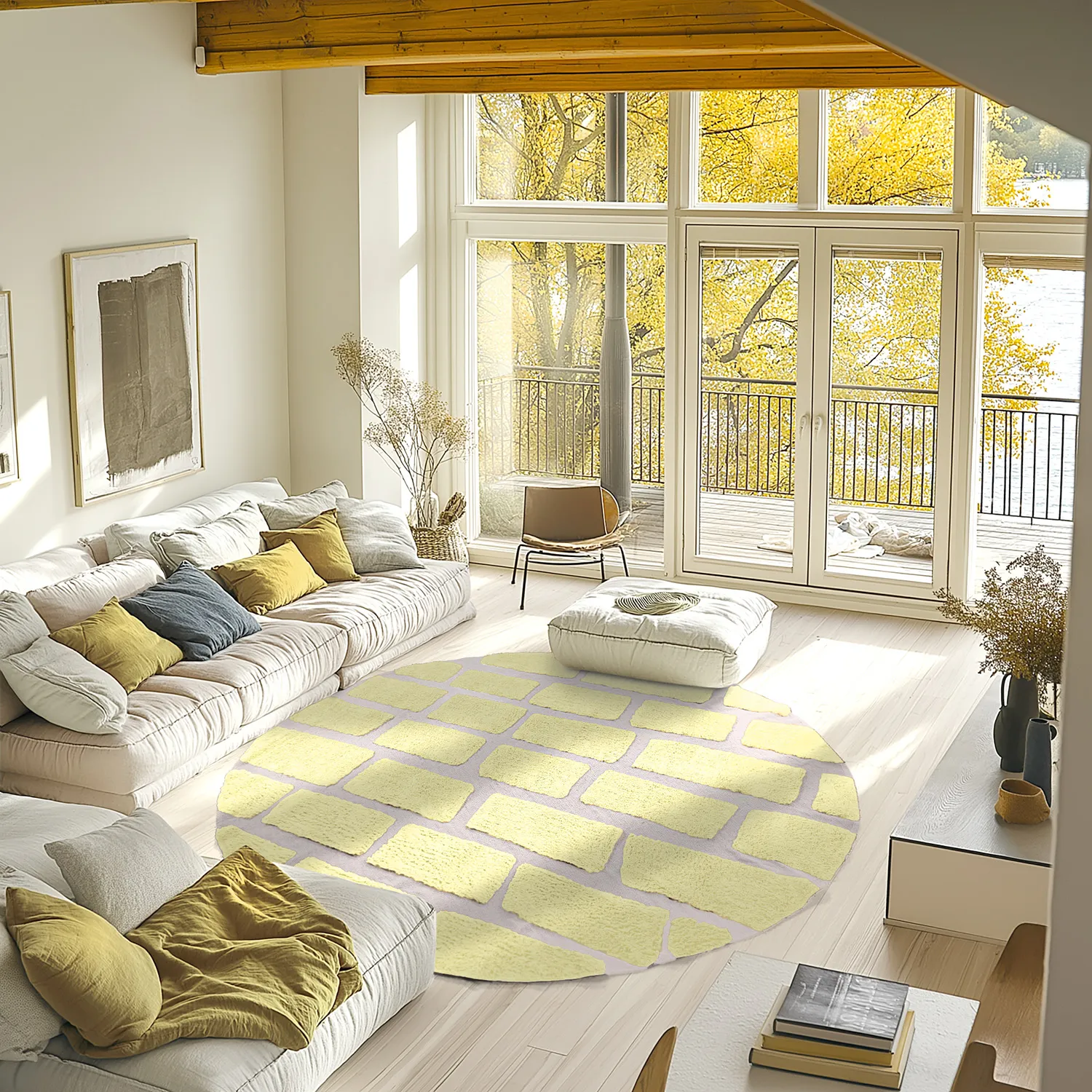 Rund Teppich - Cyrus Natural Cotton Shaggy (gelb)