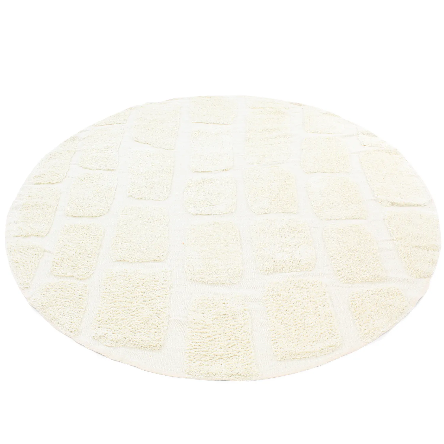 Rund Teppich - Cyrus Natural Cotton Shaggy (cremefarben)