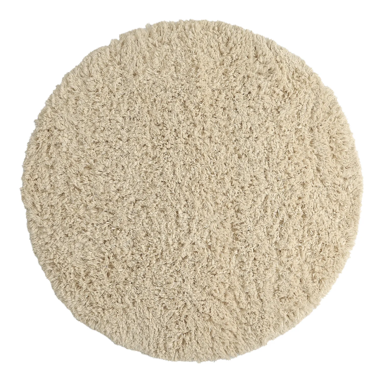 Rund Teppich - Fassale Hand Woven Wool Shaggy (creme)