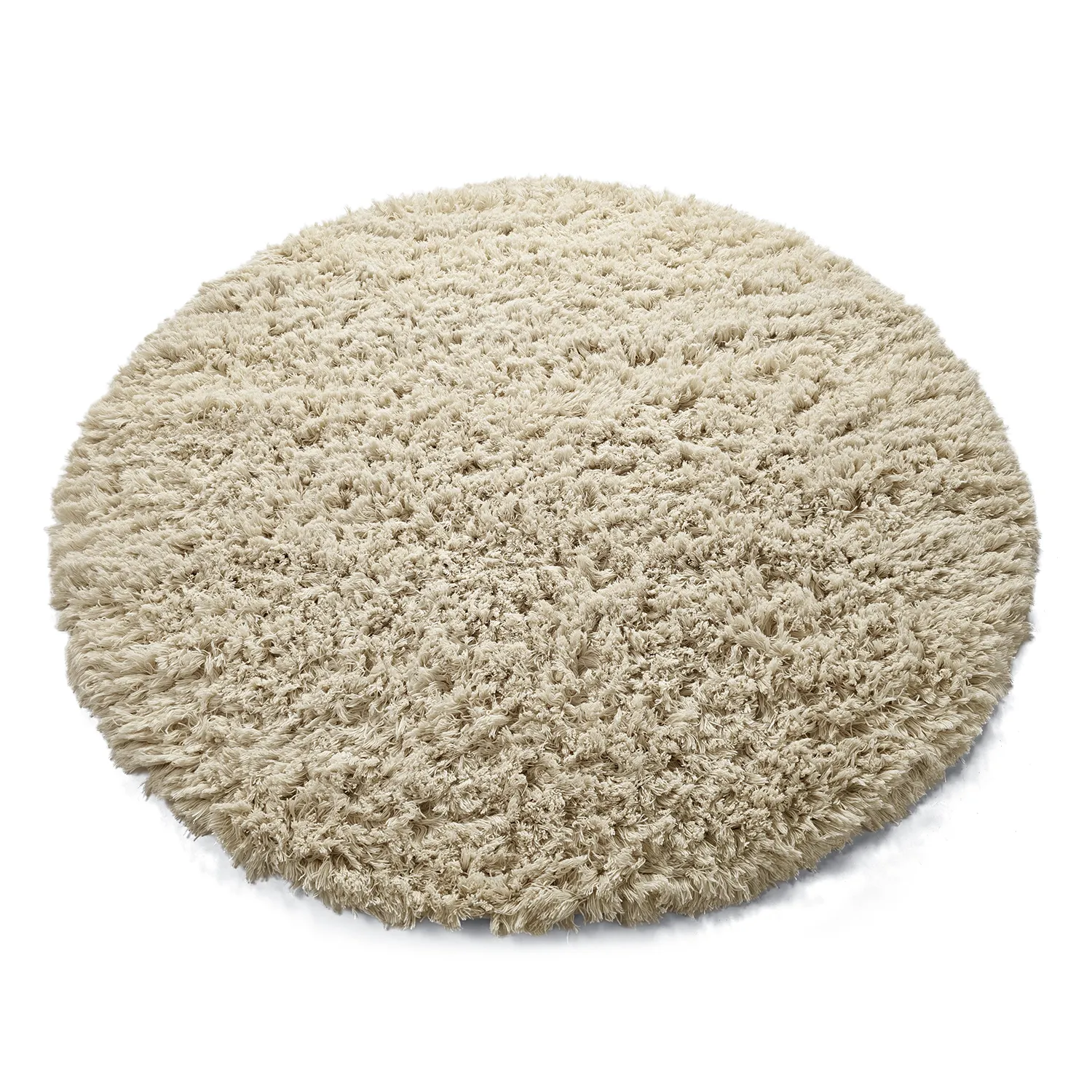 Rund Teppich - Fassale Hand Woven Wool Shaggy (creme)