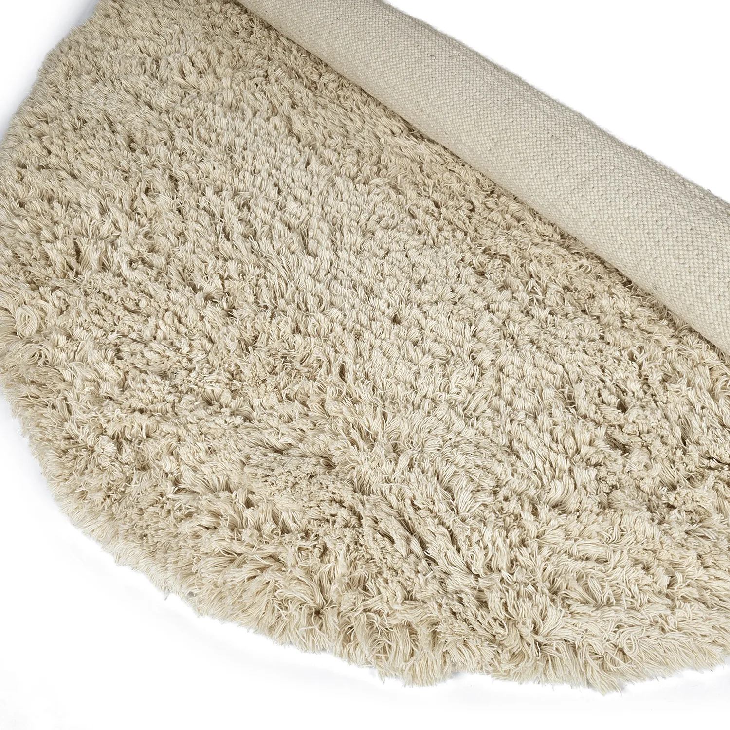 Rund Teppich - Fassale Hand Woven Wool Shaggy (creme)