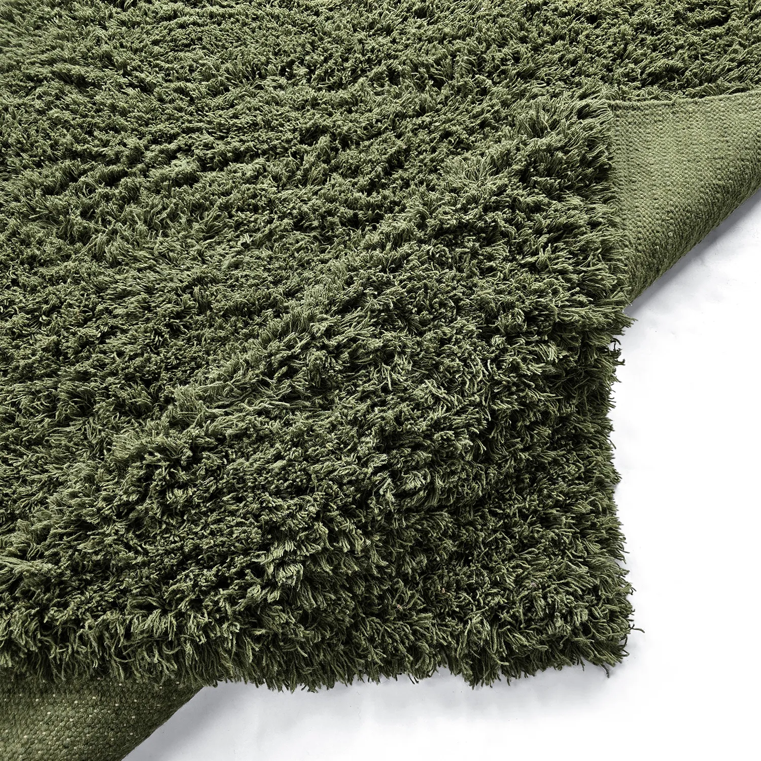Hochflorteppiche - Fassale Hand Woven Wool Shaggy (moosgrün)