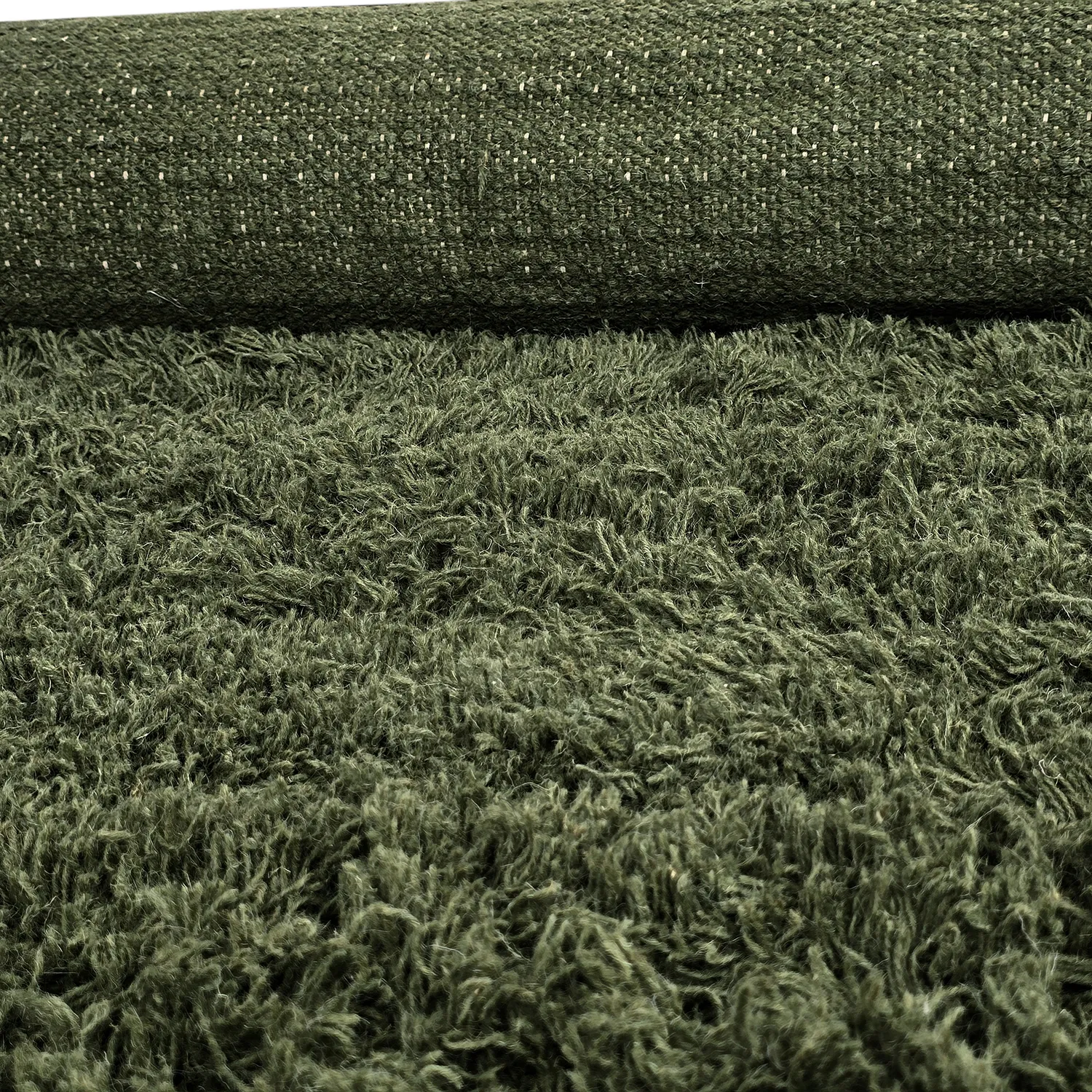 Hochflorteppiche - Fassale Hand Woven Wool Shaggy (moosgrün)