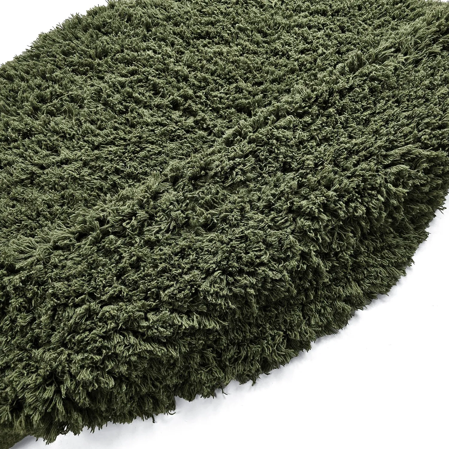 Rund Teppich - Fassale Hand Woven Wool Shaggy (moosgrün)