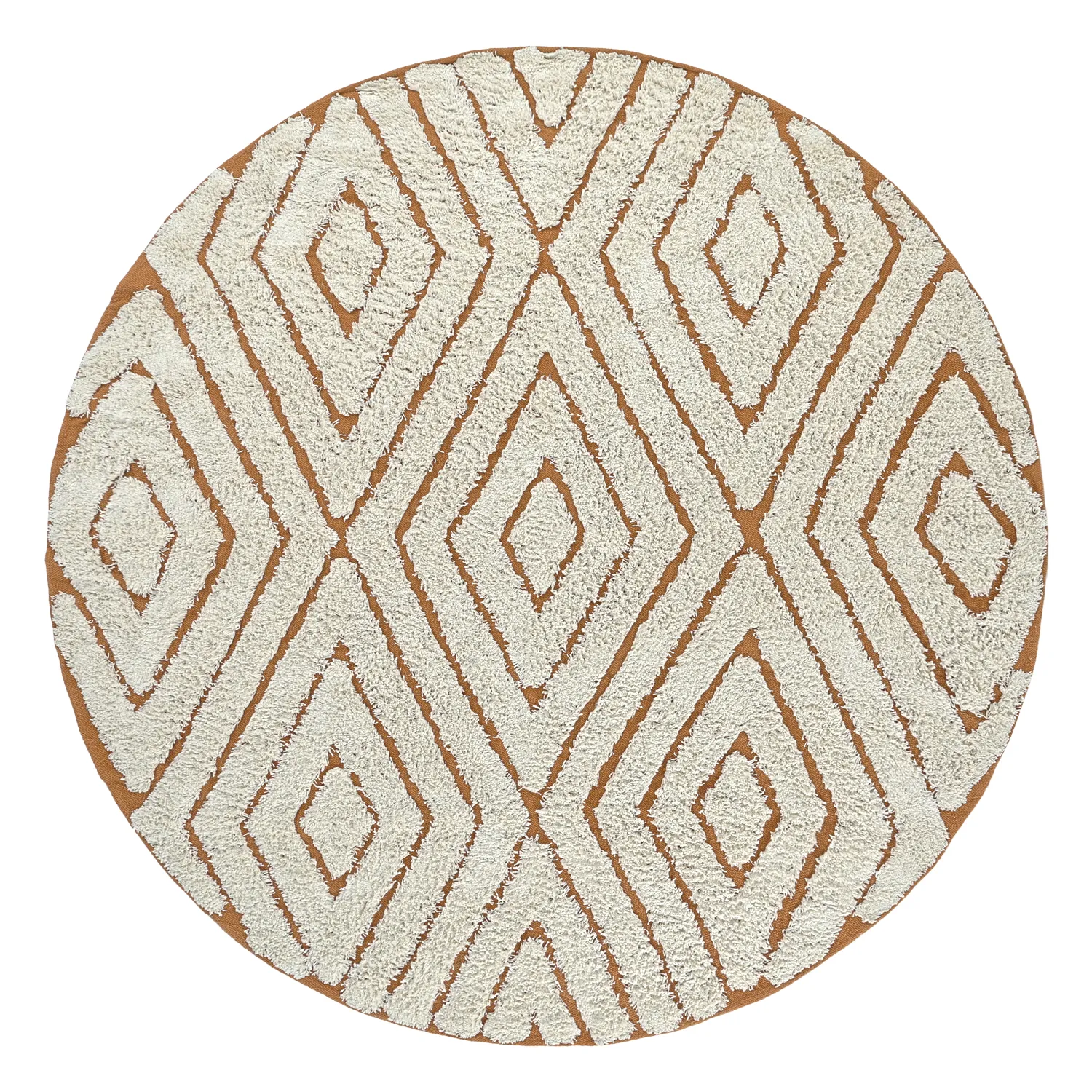 Runde Teppiche - Holwell Natural Cotton Shaggy (cremefarben/braun)