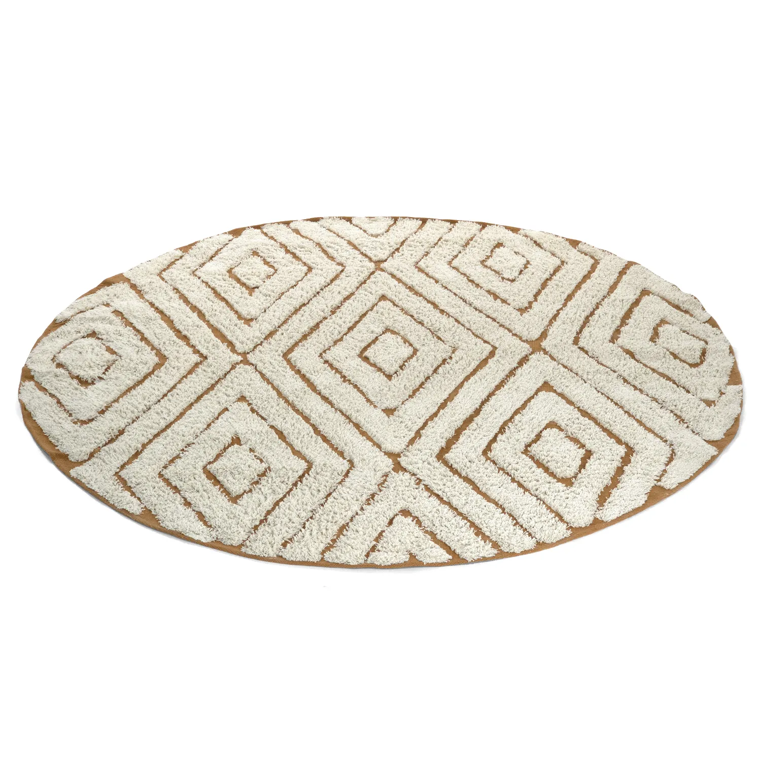 Runde Teppiche - Holwell Natural Cotton Shaggy (cremefarben/braun)