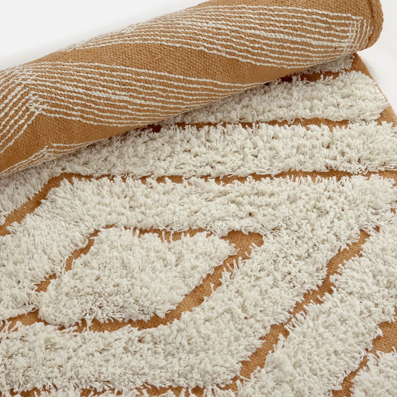 Runde Teppiche - Holwell Natural Cotton Shaggy (cremefarben/braun)