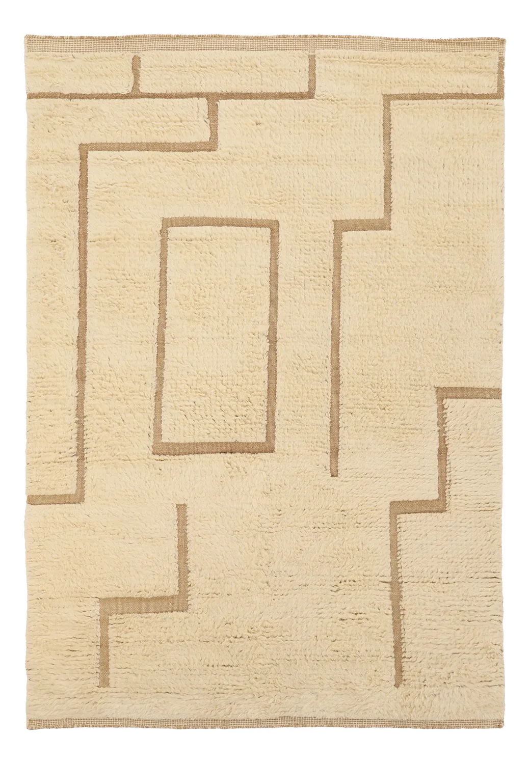 Hochflorteppiche - Kiberg Hand Woven Wool Shaggy (creme)