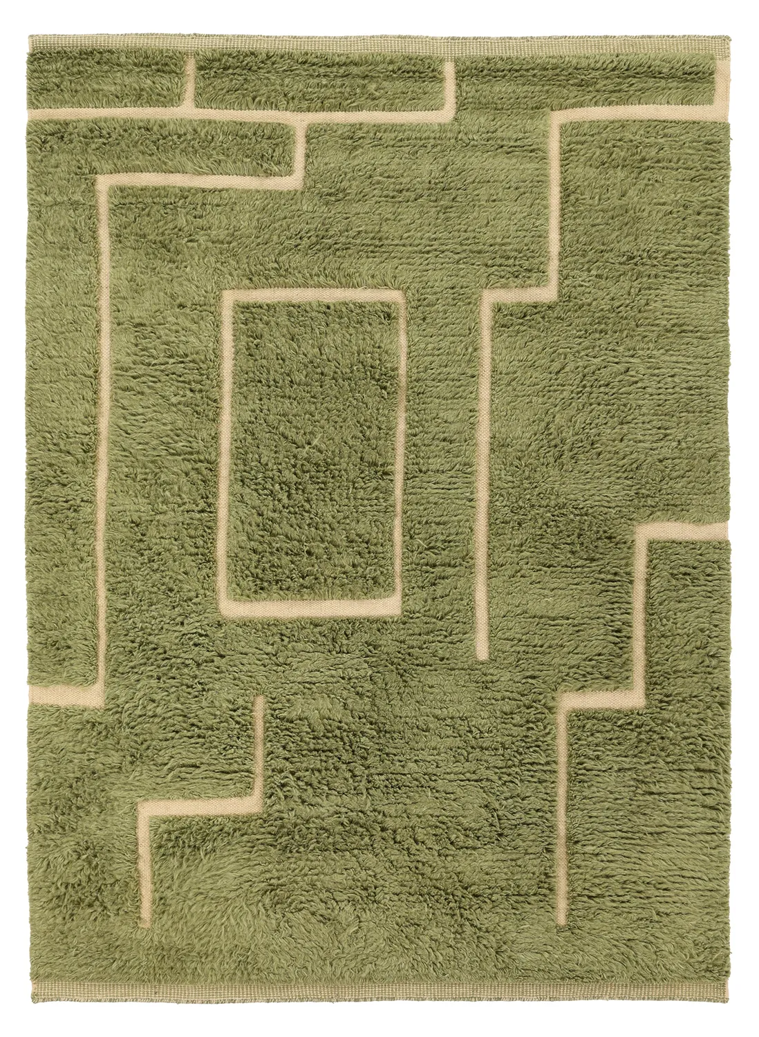 Hochflorteppiche - Kiberg Hand Woven Wool Shaggy (grün)