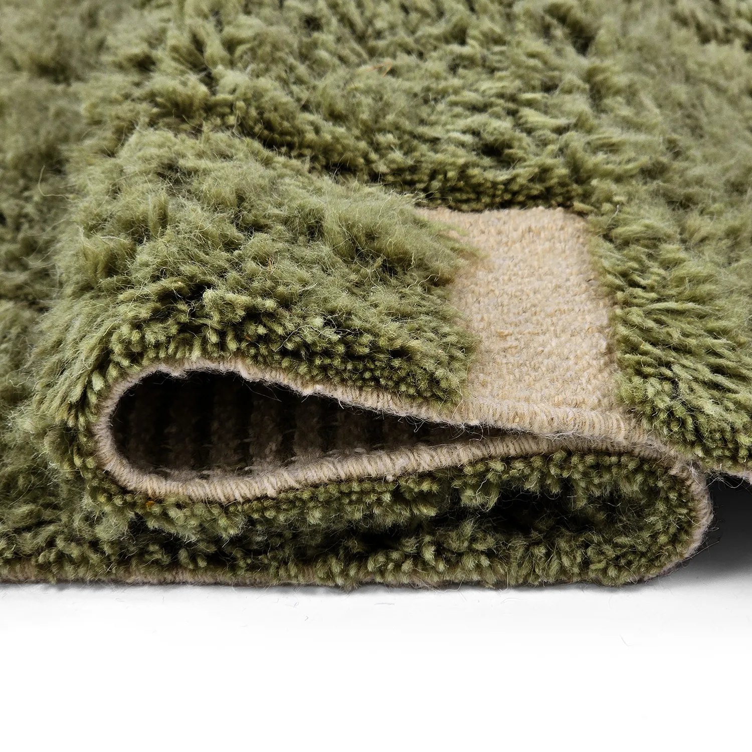 Hochflorteppiche - Kiberg Hand Woven Wool Shaggy (grün)