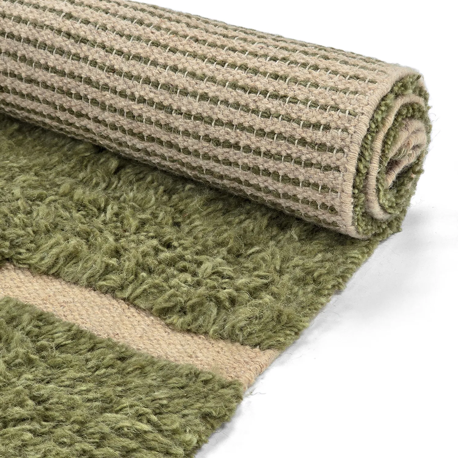 Hochflorteppiche - Kiberg Hand Woven Wool Shaggy (grün)