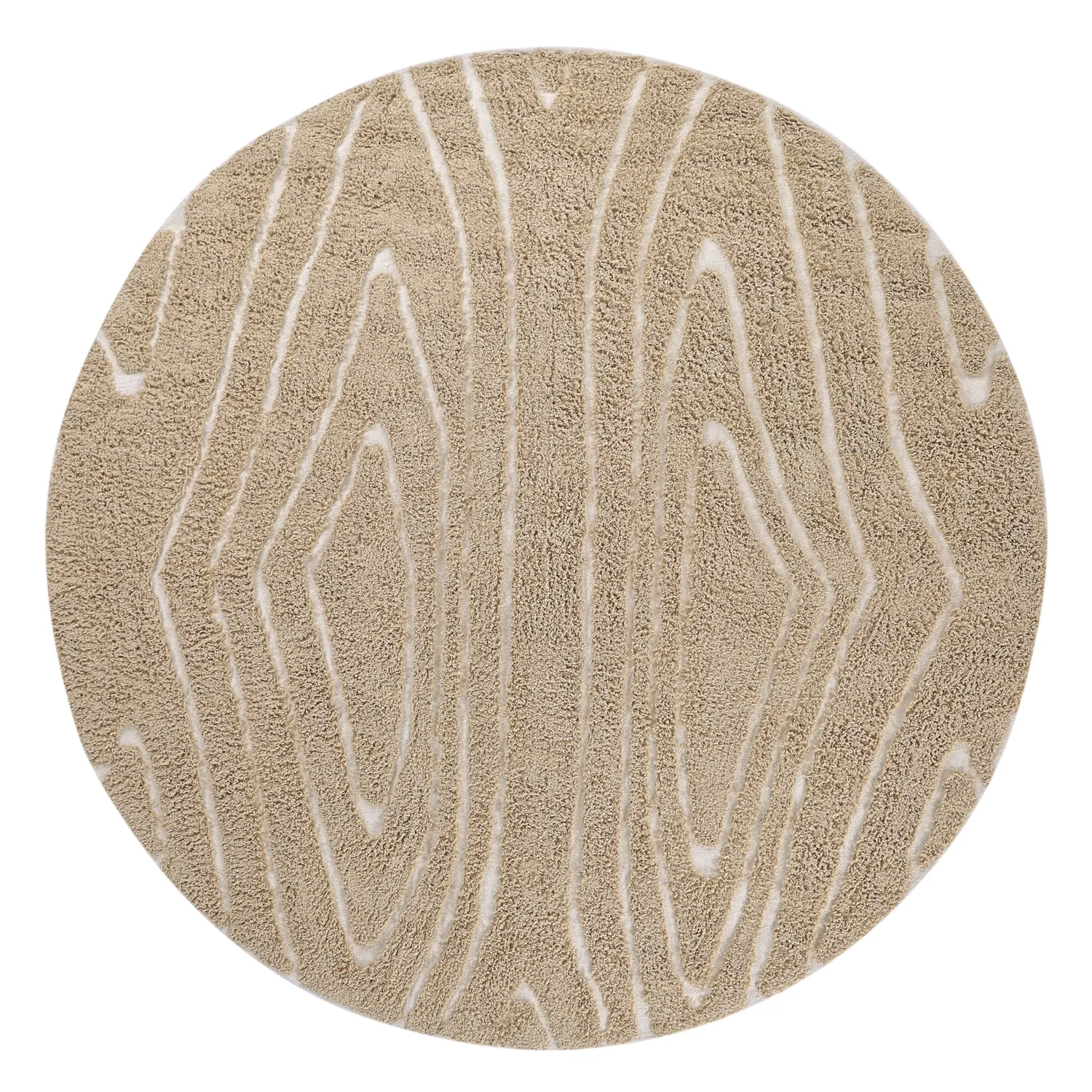 Runde Teppiche - Kindon Natural Cotton Shaggy (beige/weiß)