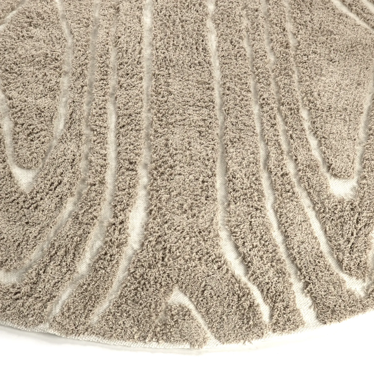 Runde Teppiche - Kindon Natural Cotton Shaggy (beige/weiß)