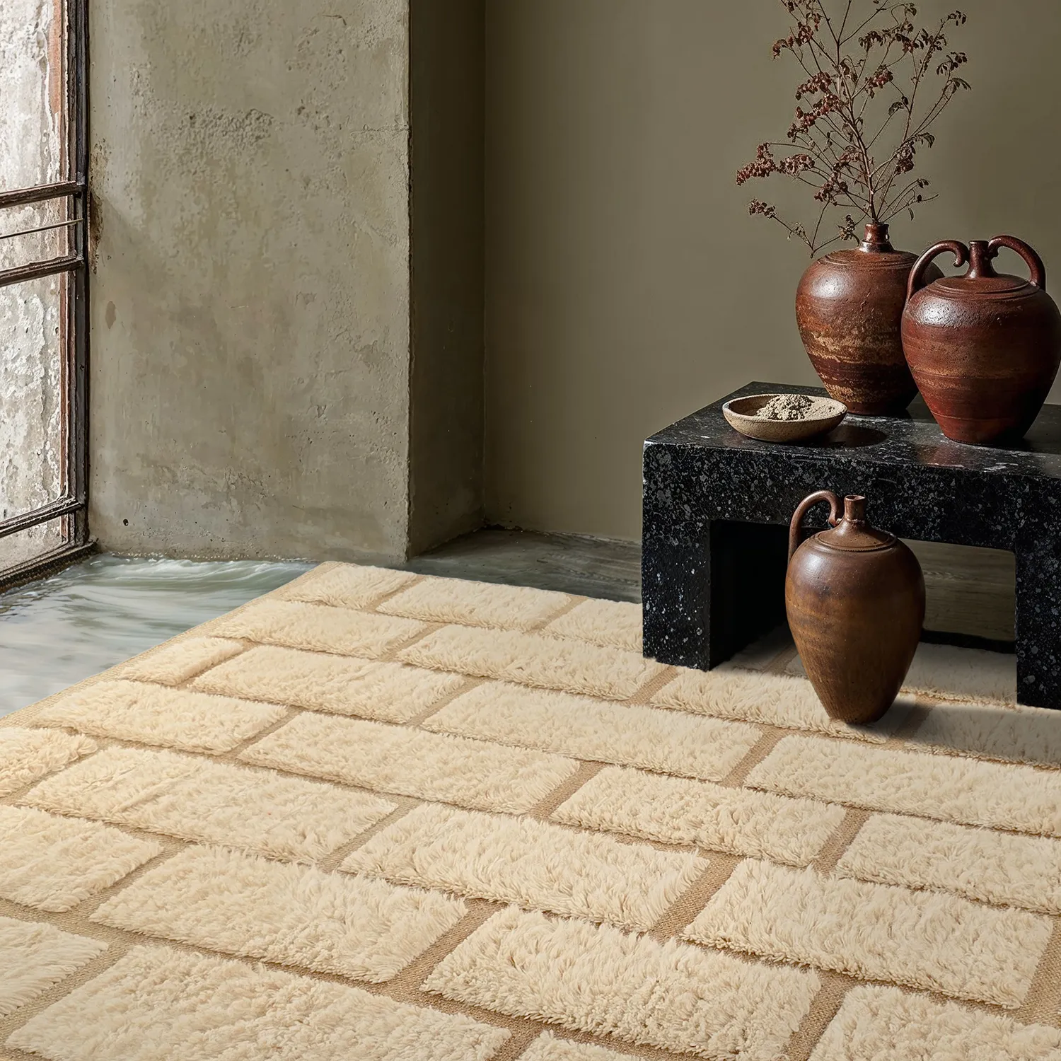 Hochflorteppiche - Leknes Hand Woven Wool Shaggy (creme)