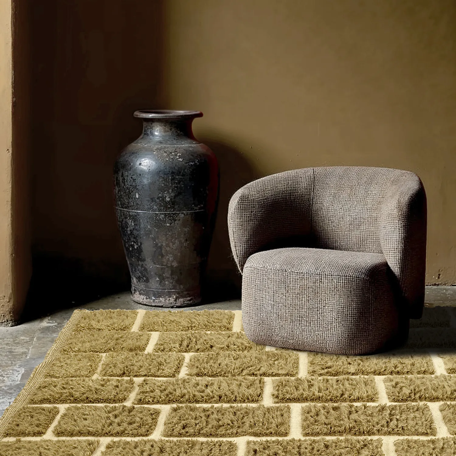 Hochflorteppiche - Leknes Hand Woven Wool Shaggy (grün)