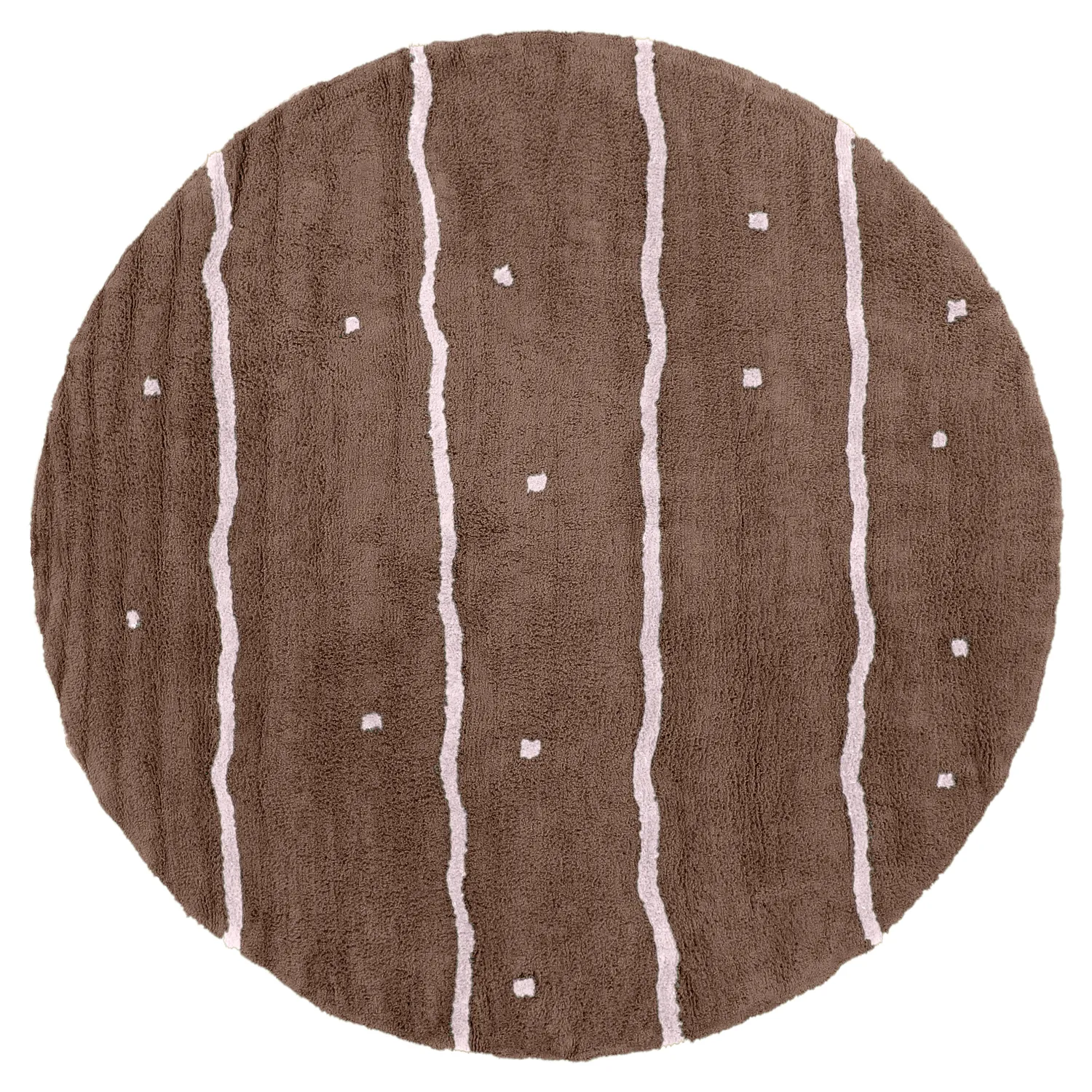 Rund Teppich - Leora Natural Cotton Shaggy (braun/lila)