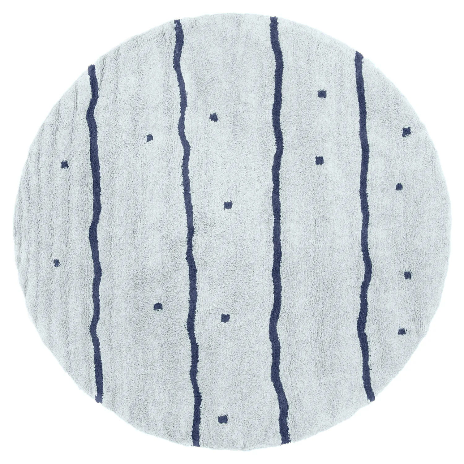 Rund Teppich - Leora Natural Cotton Shaggy (grau/blau)
