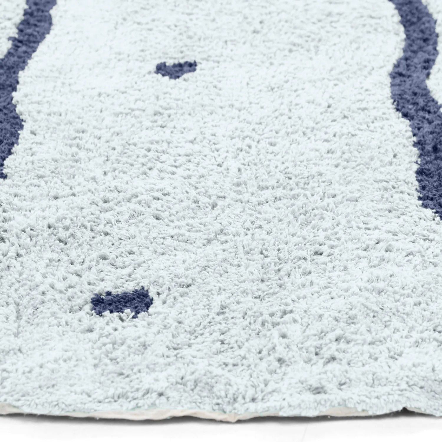 Rund Teppich - Leora Natural Cotton Shaggy (grau/blau)