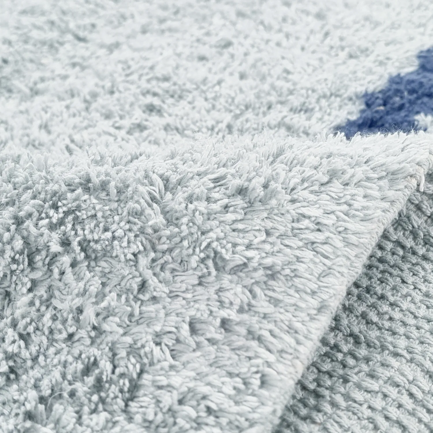 Rund Teppich - Leora Natural Cotton Shaggy (grau/blau)