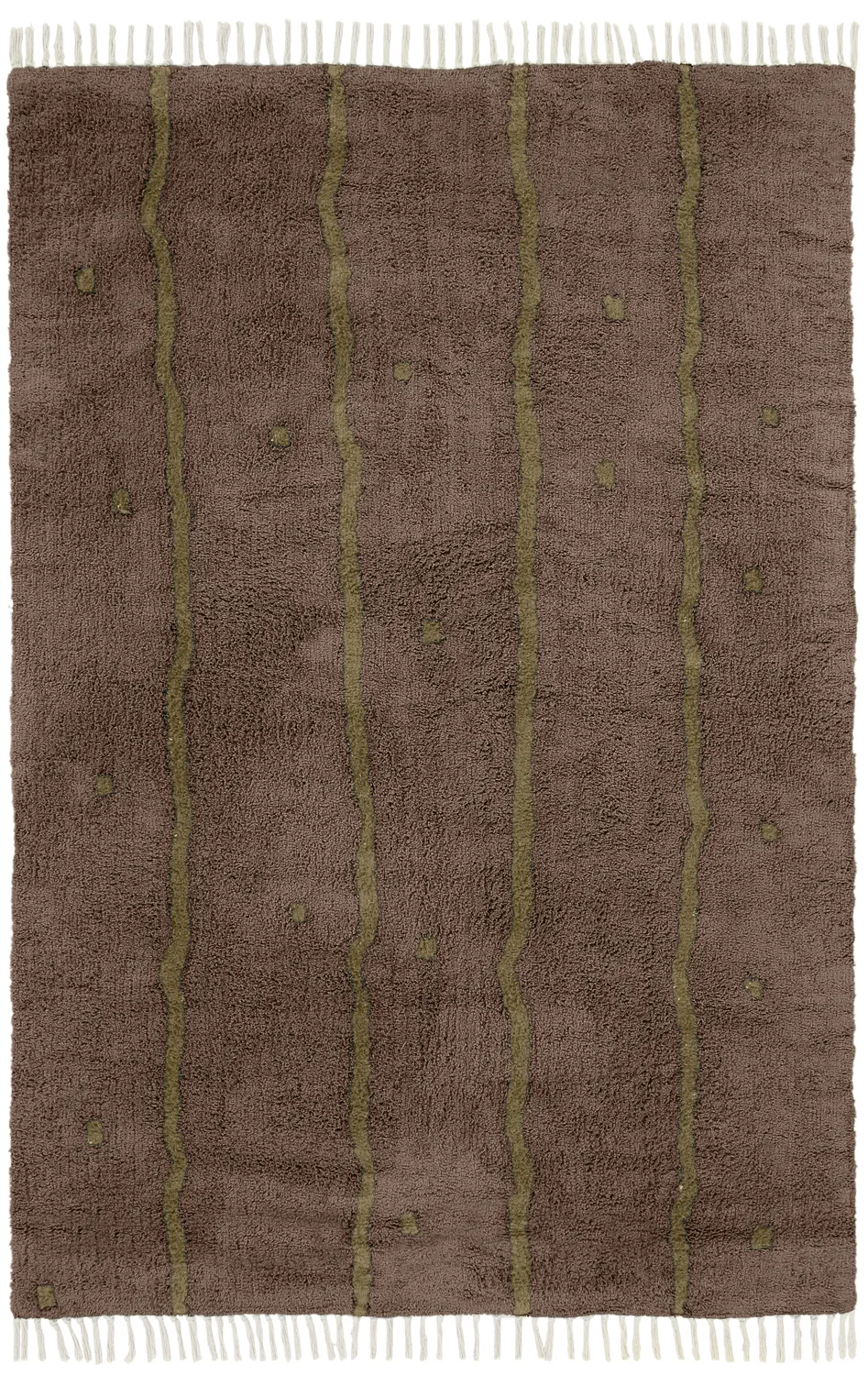 Hochflorteppiche - Leora Natural Cotton Shaggy (braun/oliv)