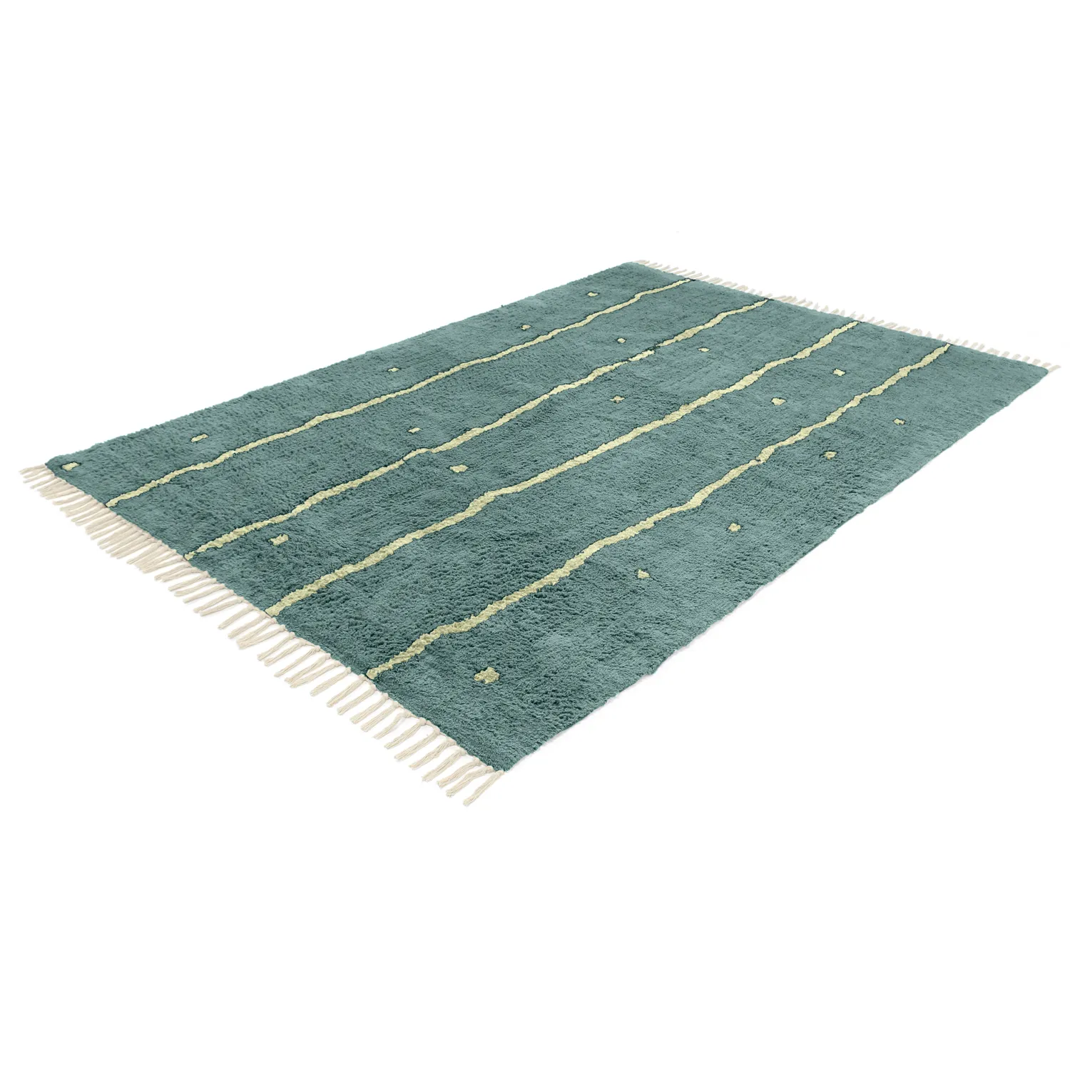 Hochflorteppiche - Leora Natural Cotton Shaggy (grün)