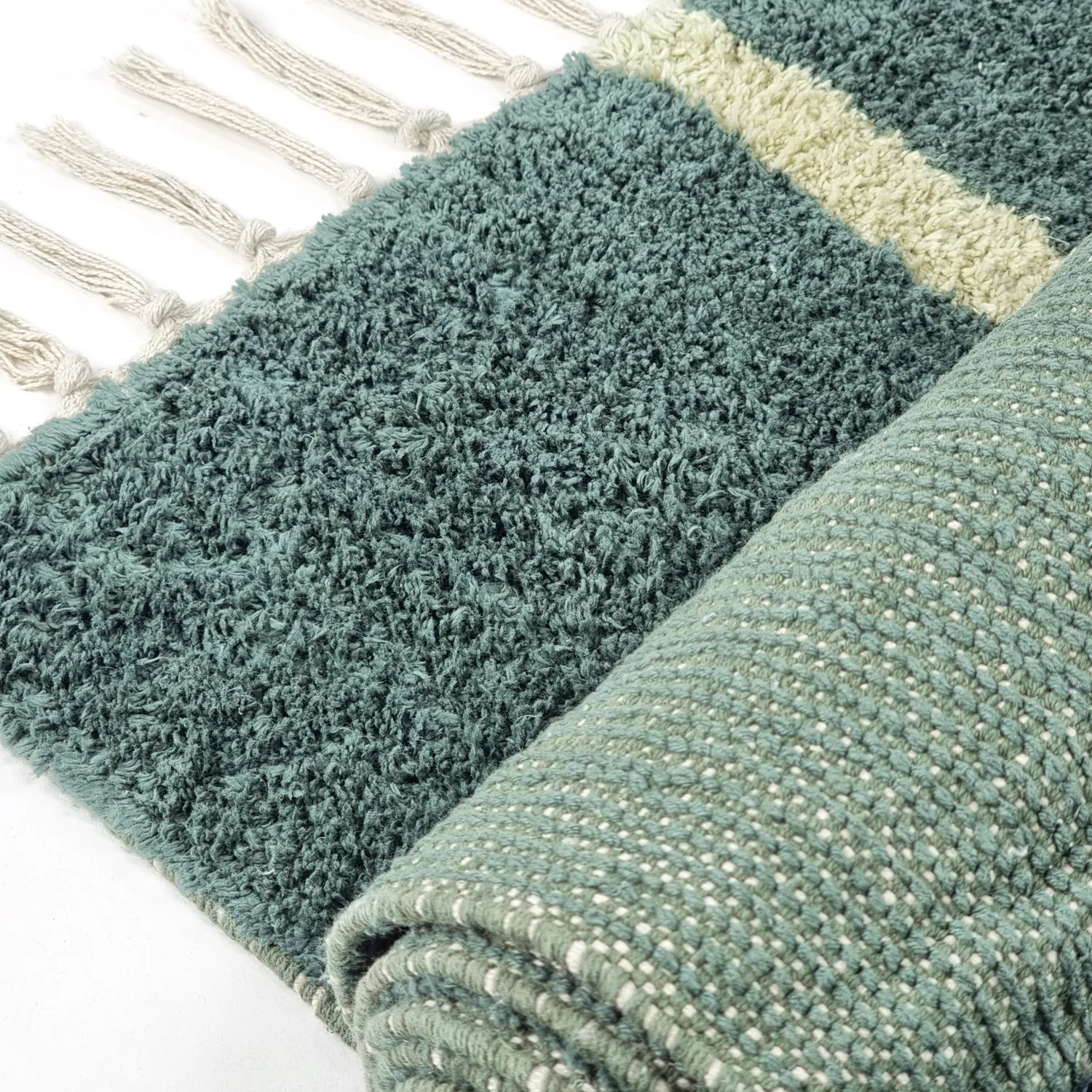 Hochflorteppiche - Leora Natural Cotton Shaggy (grün)