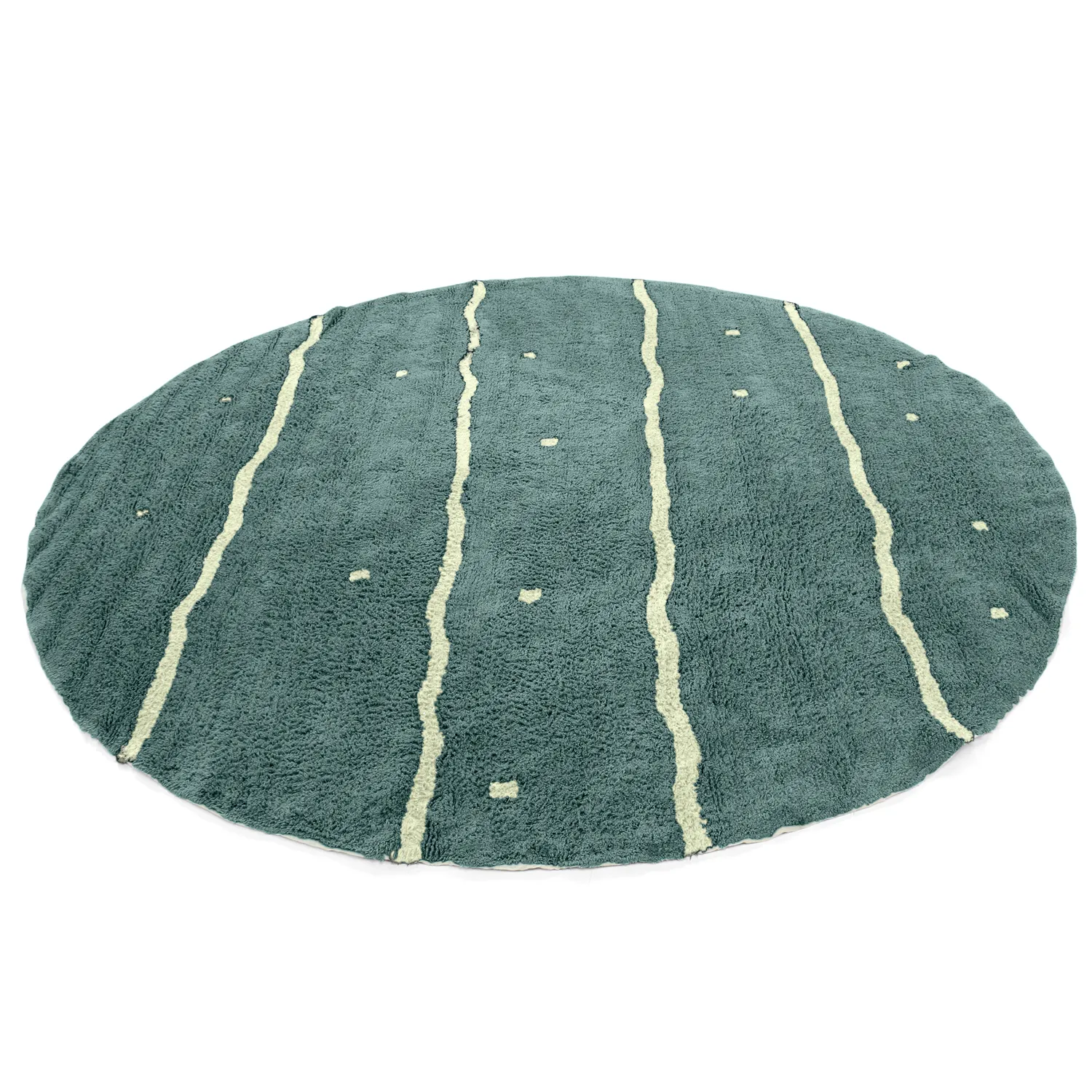Rund Teppich - Leora Natural Cotton Shaggy (grün)