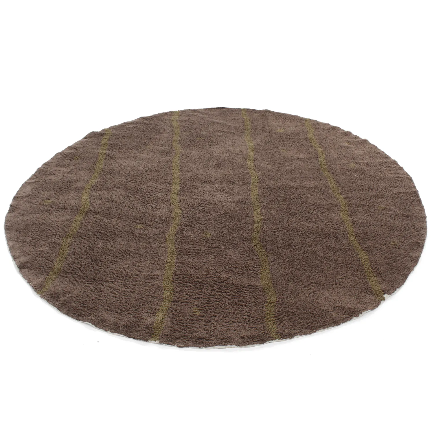 Rund Teppich - Leora Natural Cotton Shaggy (braun/oliv)