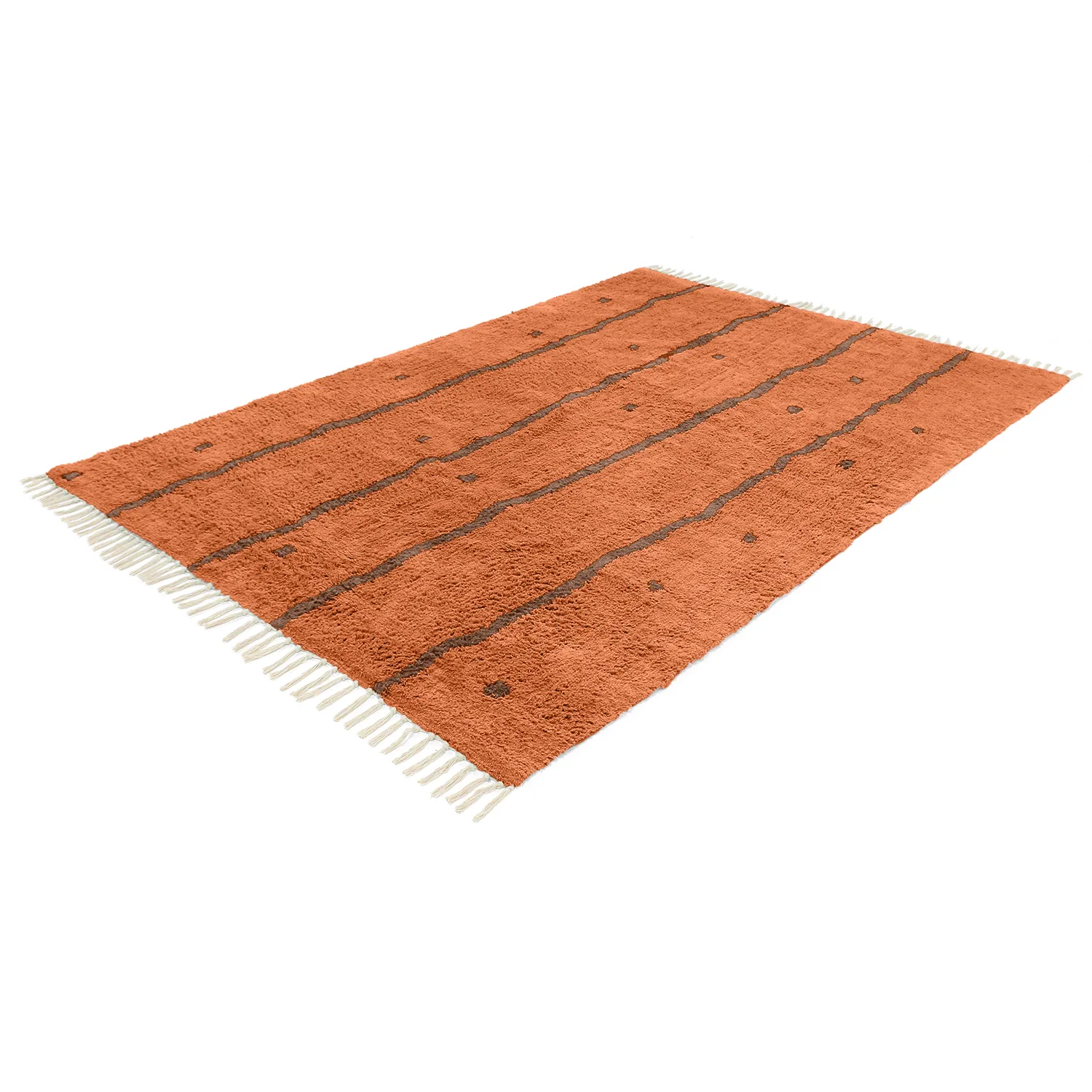 Hochflorteppiche - Leora Natural Cotton Shaggy (orange/braun)