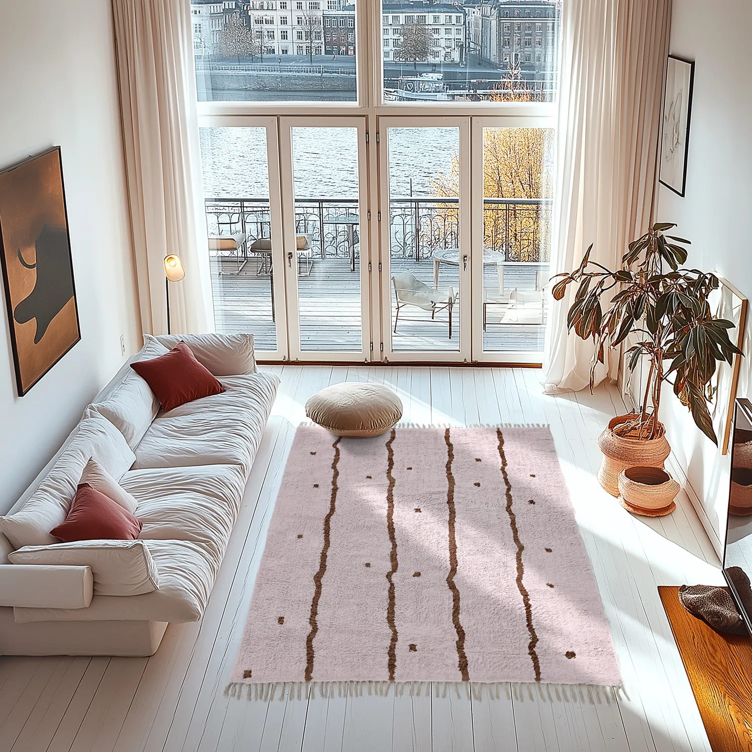 Hochflorteppiche - Leora Natural Cotton Shaggy (rosa/braun)
