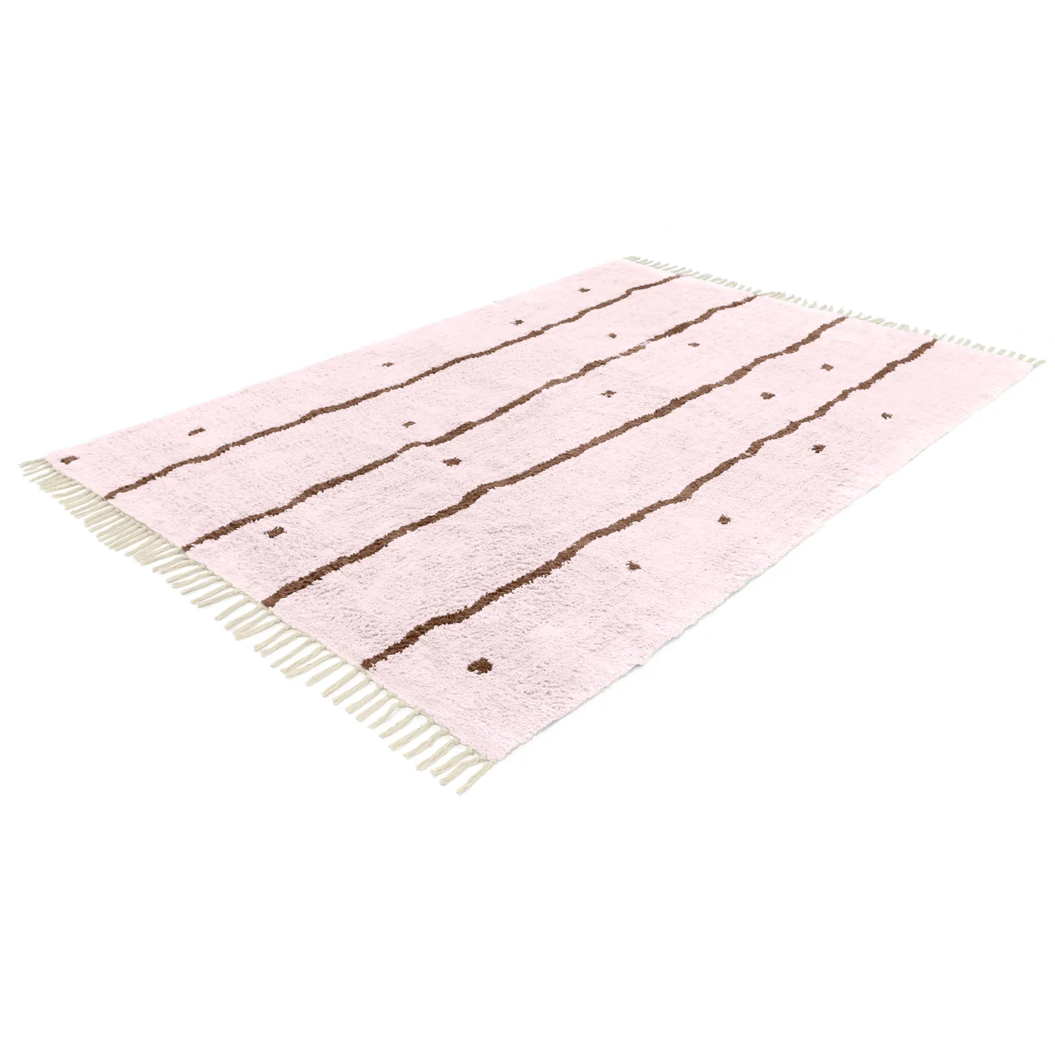 Hochflorteppiche - Leora Natural Cotton Shaggy (rosa/braun)