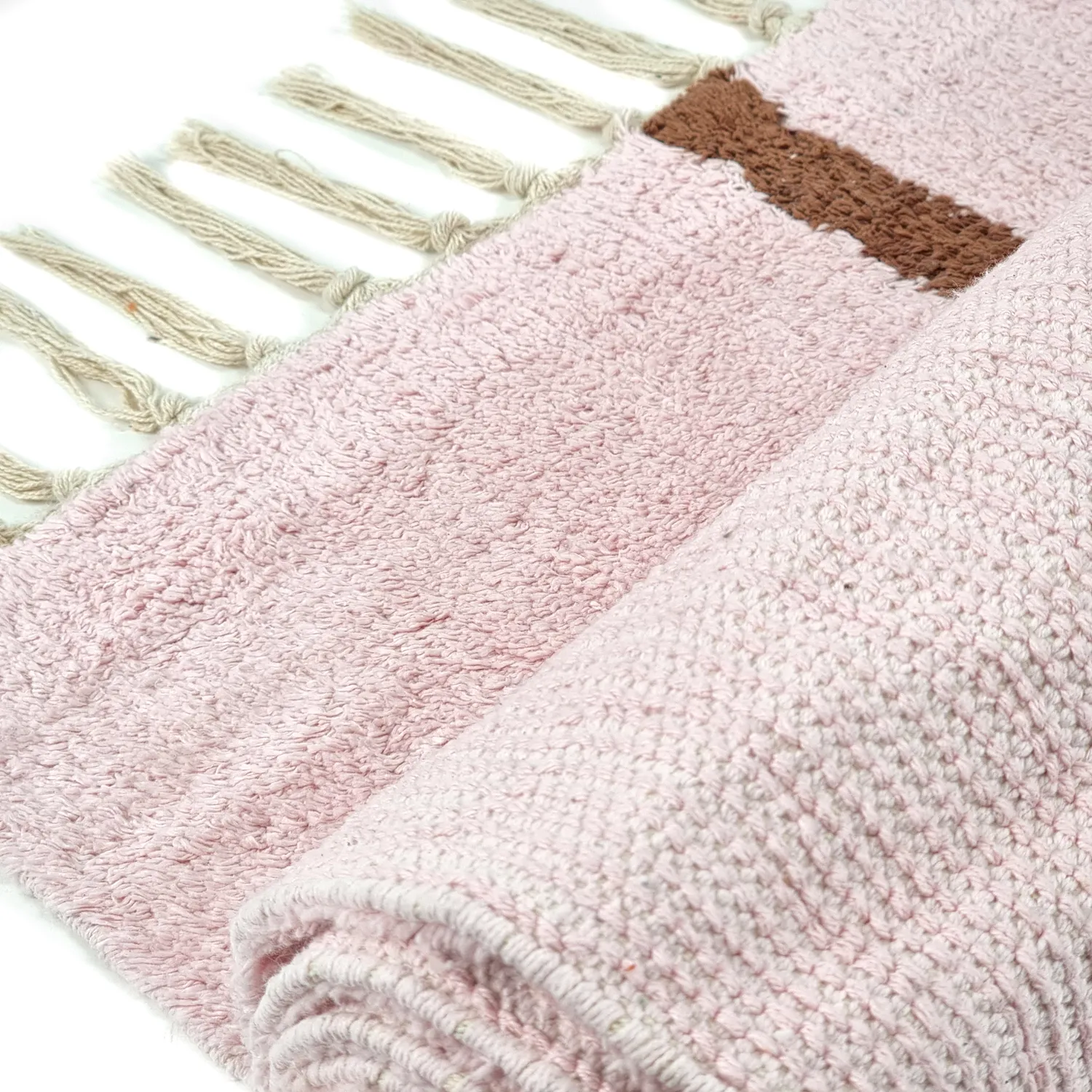 Hochflorteppiche - Leora Natural Cotton Shaggy (rosa/braun)