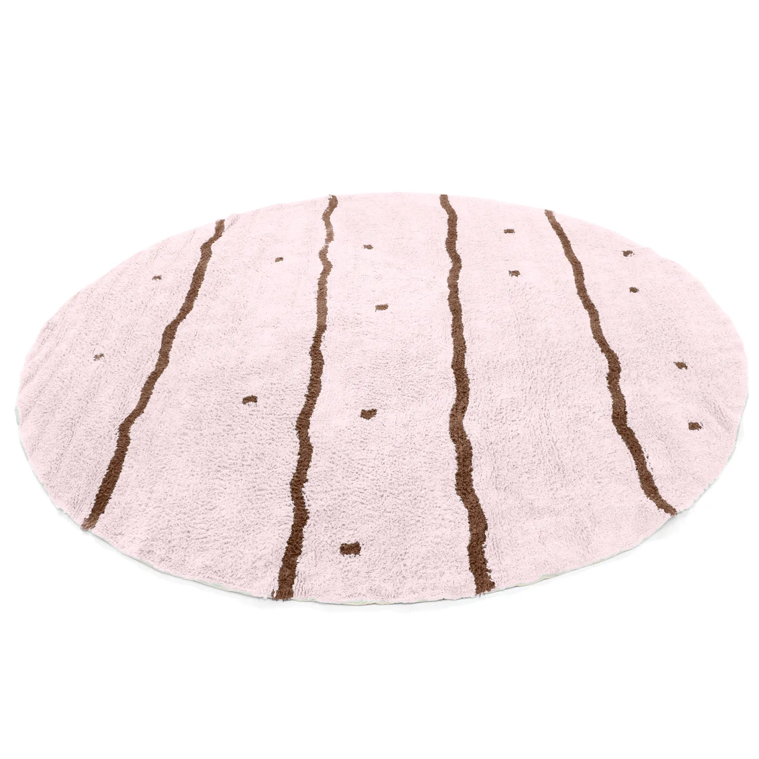 Rund Teppich - Leora Natural Cotton Shaggy (rosa/braun)