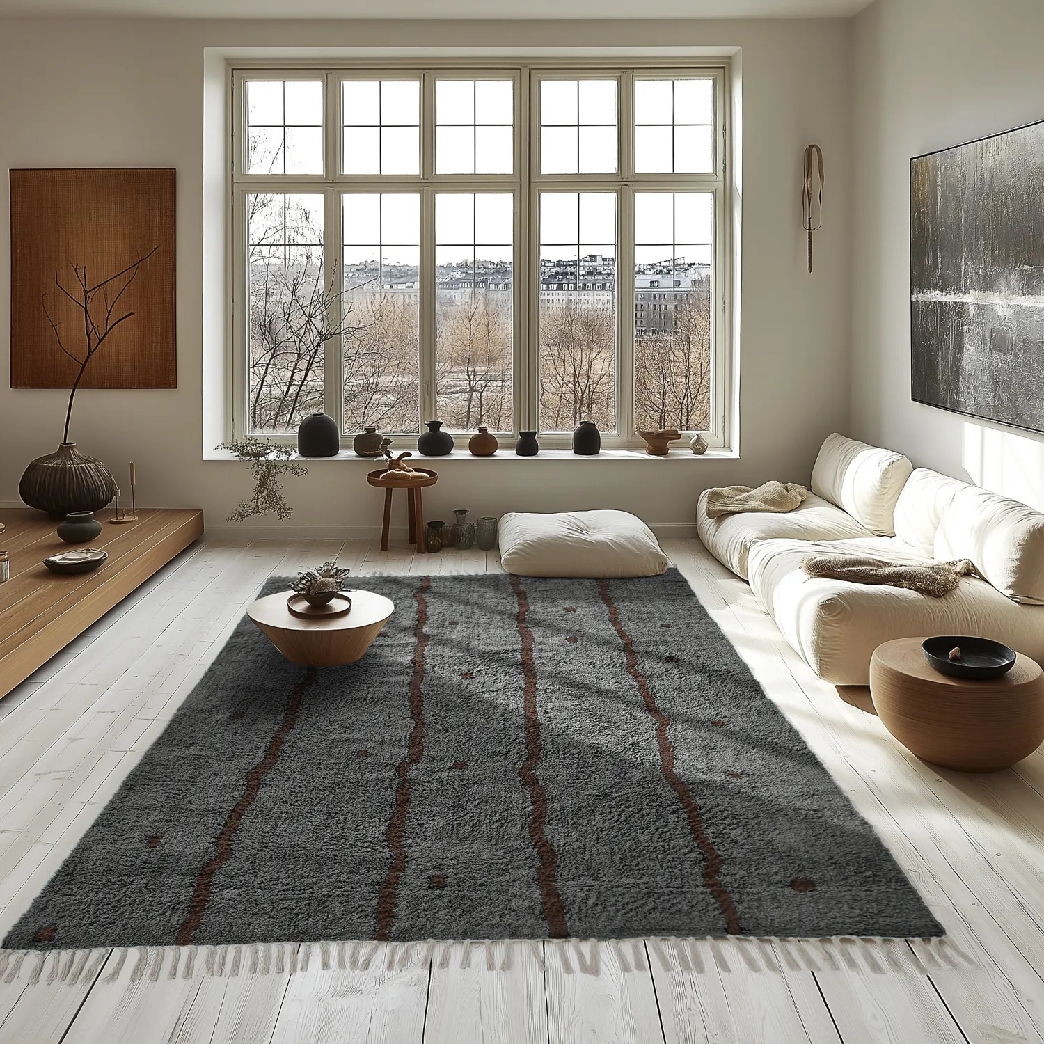 Hochflorteppiche - Leora Natural Cotton Shaggy (schwarz/braun)