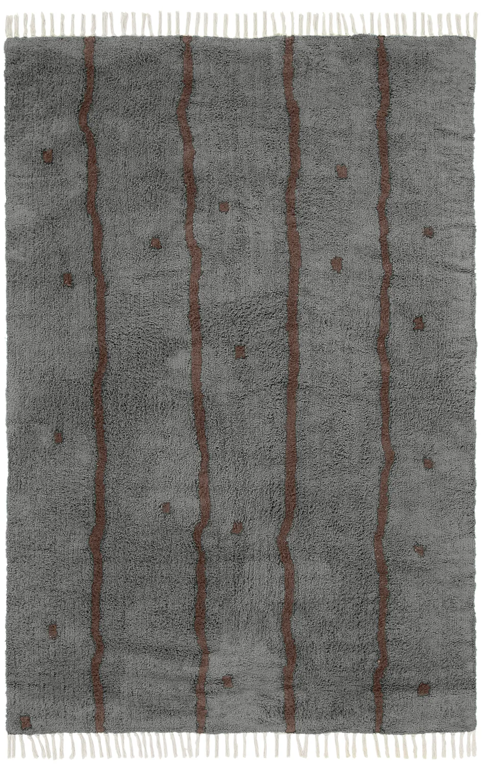 Hochflorteppiche - Leora Natural Cotton Shaggy (schwarz/braun)