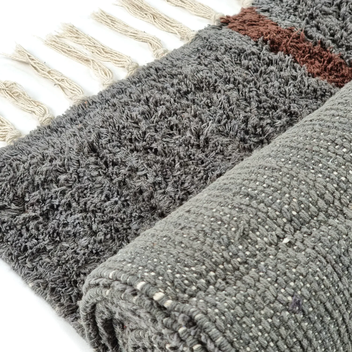 Hochflorteppiche - Leora Natural Cotton Shaggy (schwarz/braun)